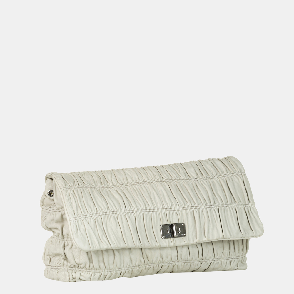 

Prada White Nappa Gaufre Clutch Bag