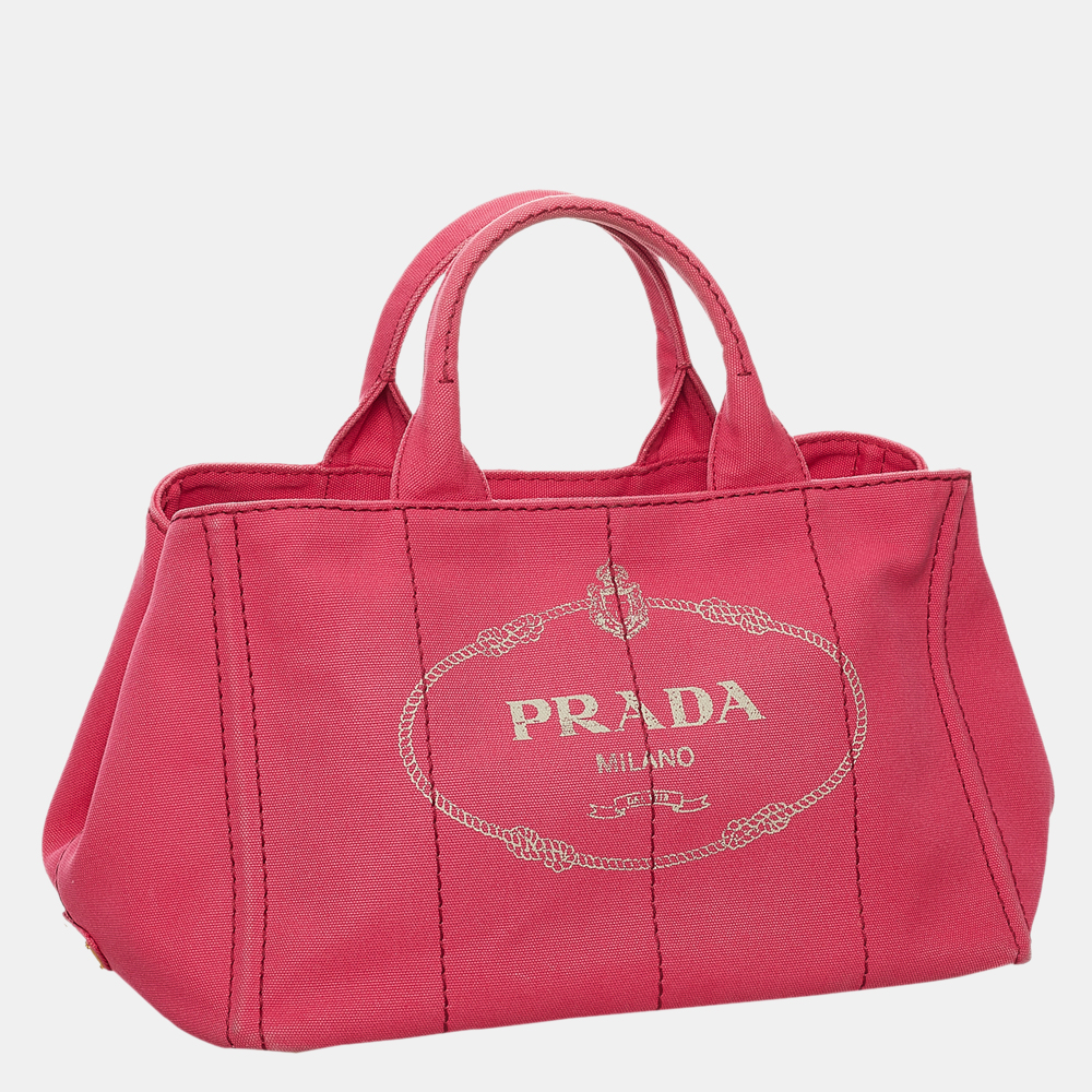 

Prada Pink Canapa Logo Canvas Satchel