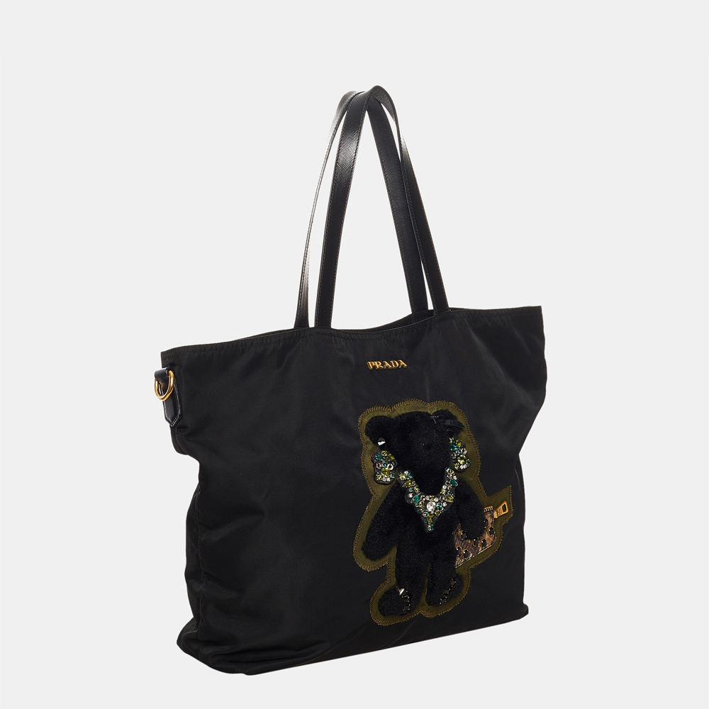 

Prada Black Tessuto Bear Tote Bag