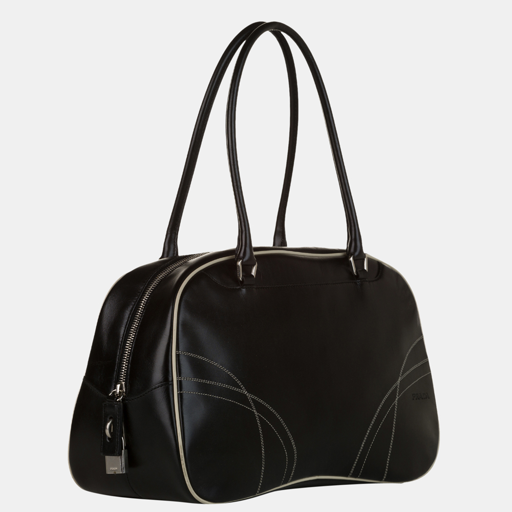 

Prada Black Vitello Drive Bowler Handbag