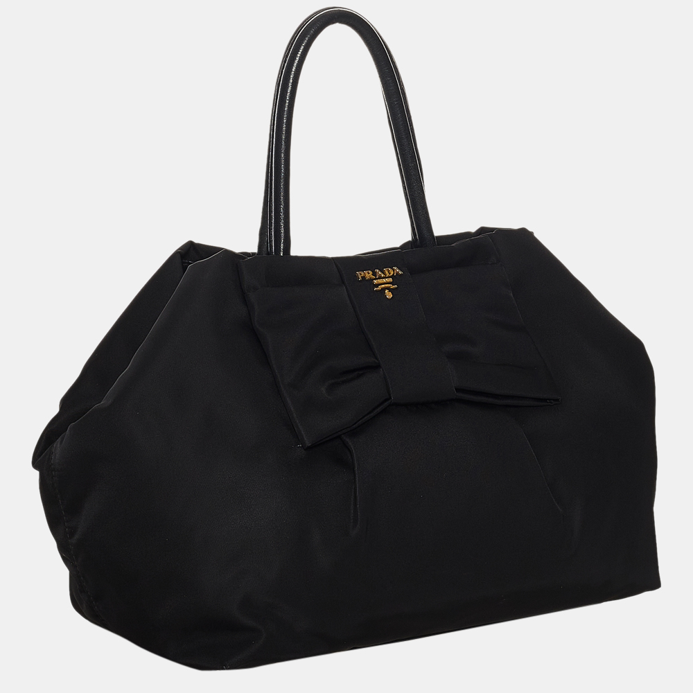 

Prada Black Fiocco Bow Tessuto Tote Bag