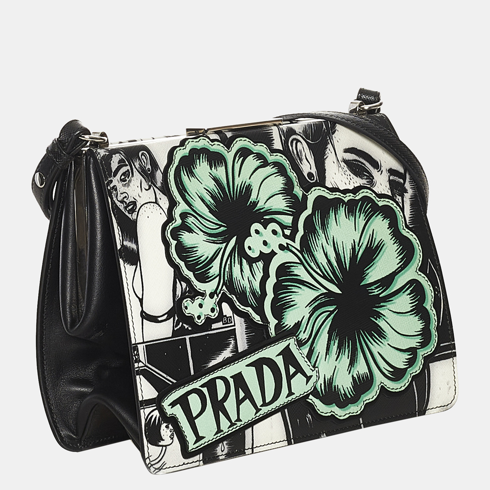 

Prada Multicolor Saffiano Comic Print Light Frame Bag