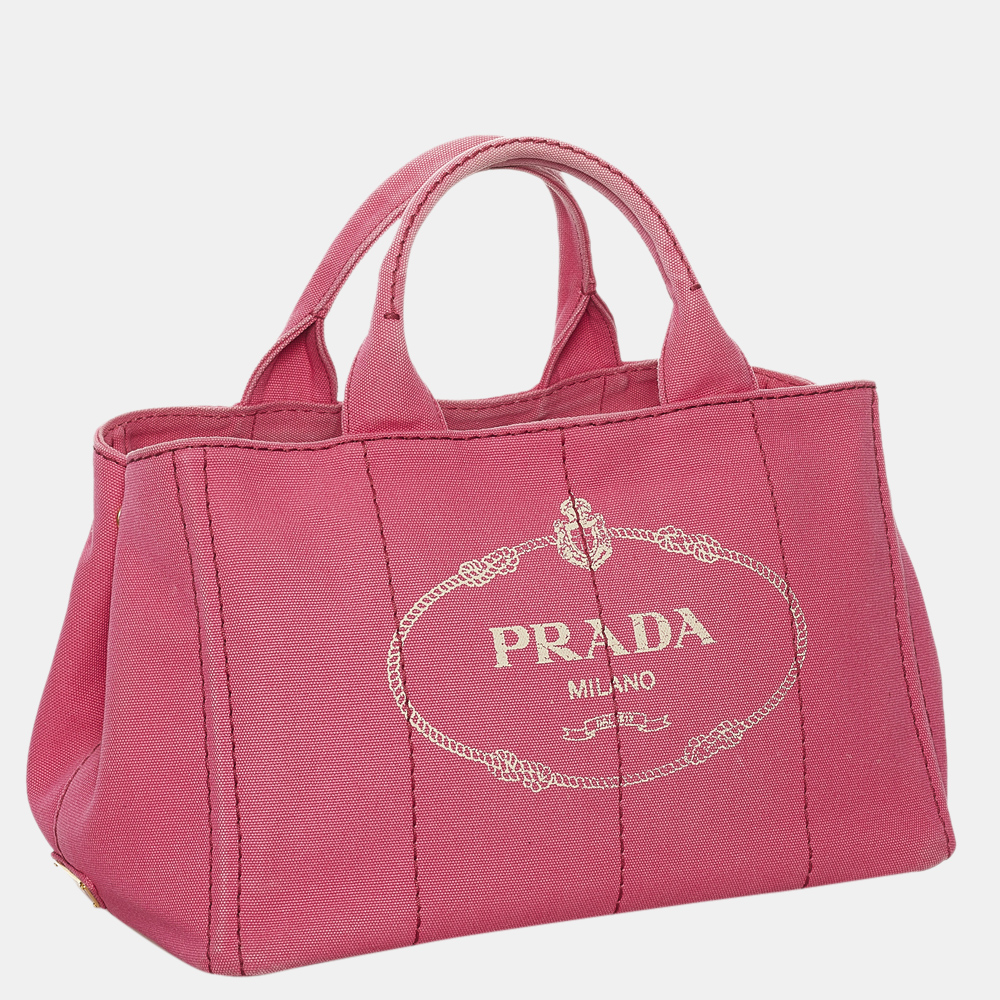 

Prada Pink Canapa Logo Canvas Handbag