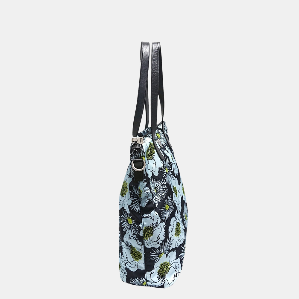 

Prada Blue Tessuto Stampato Floral Tote Bag