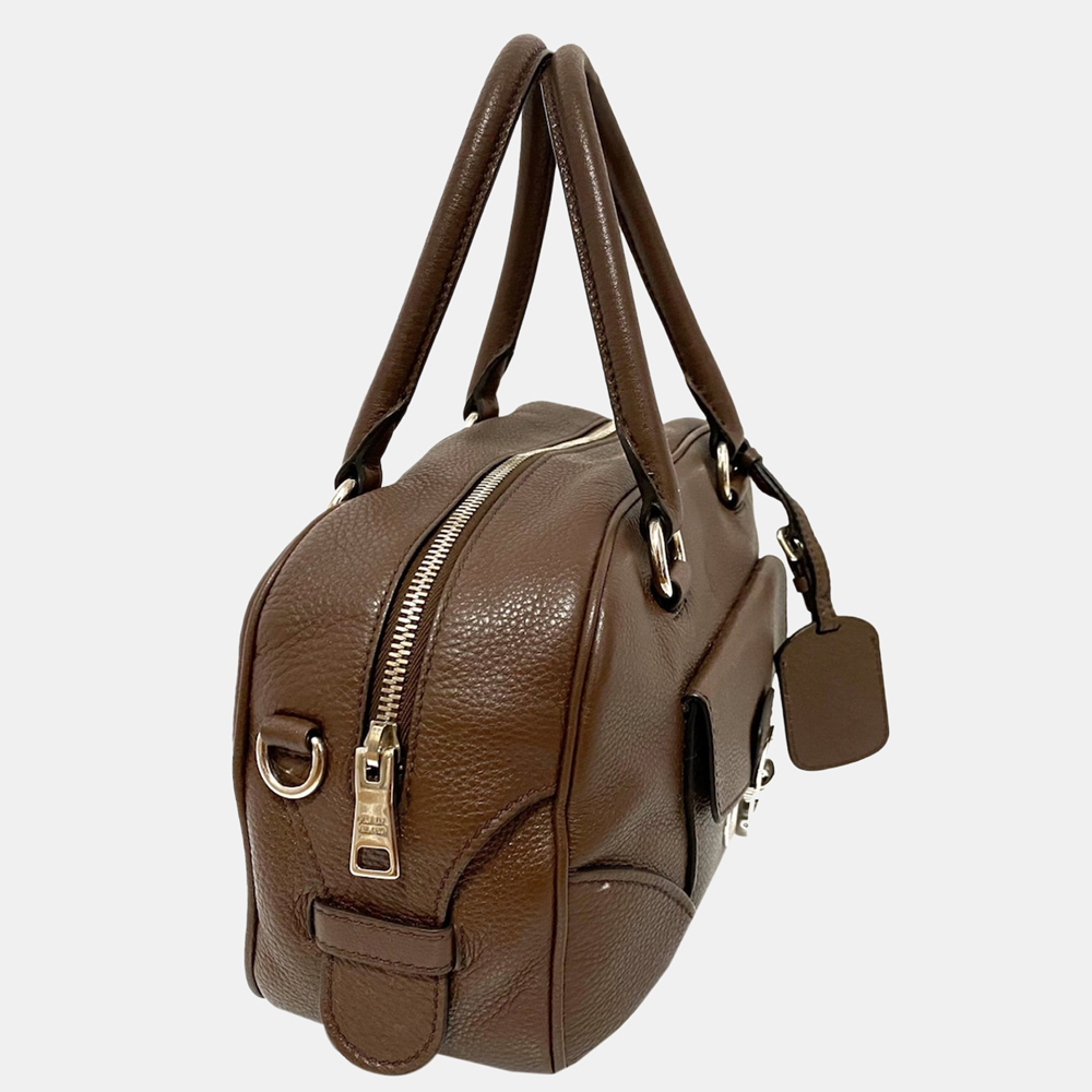 

Prada Brown Vitello Daino Satchel