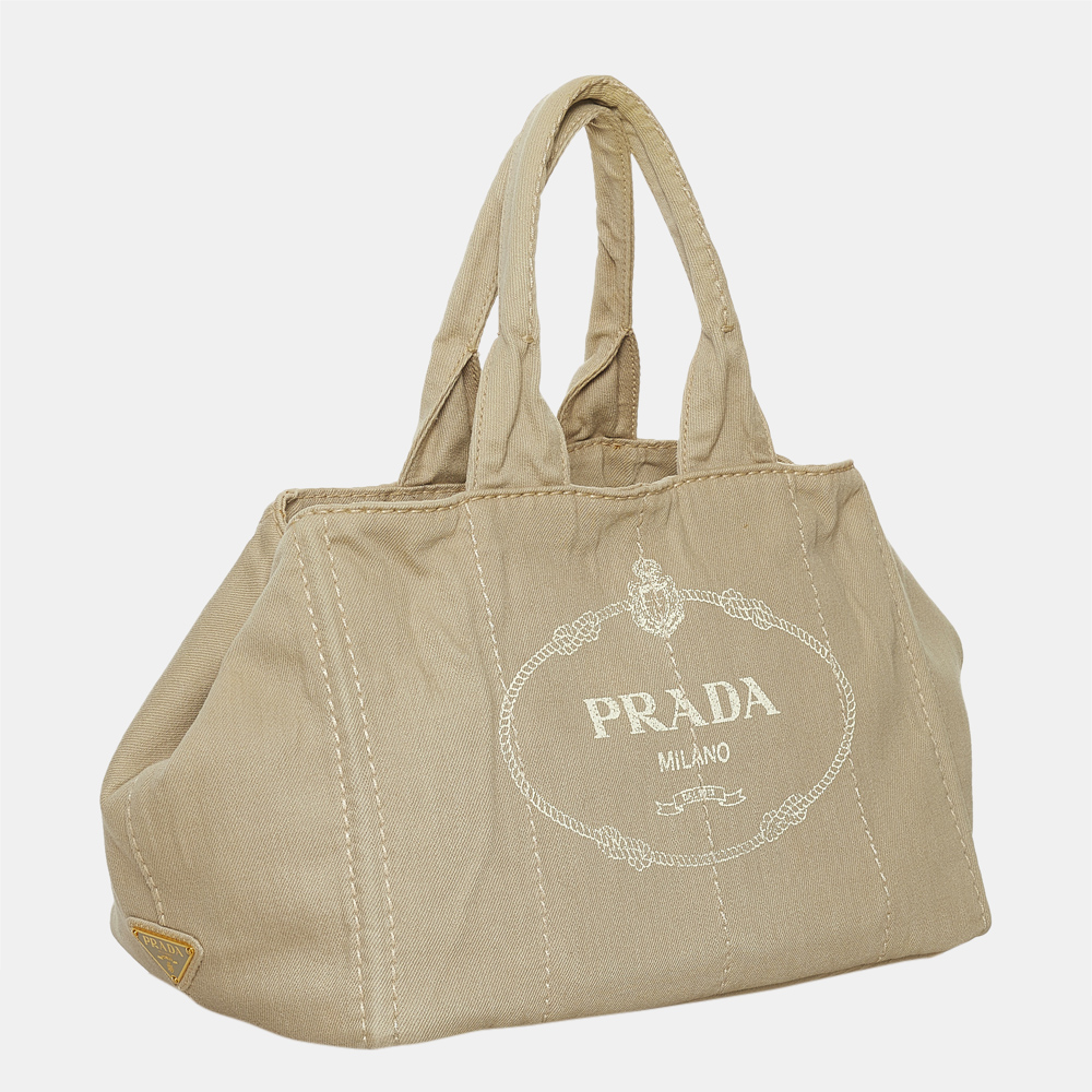 

Prada Brown Canapa Logo Tote