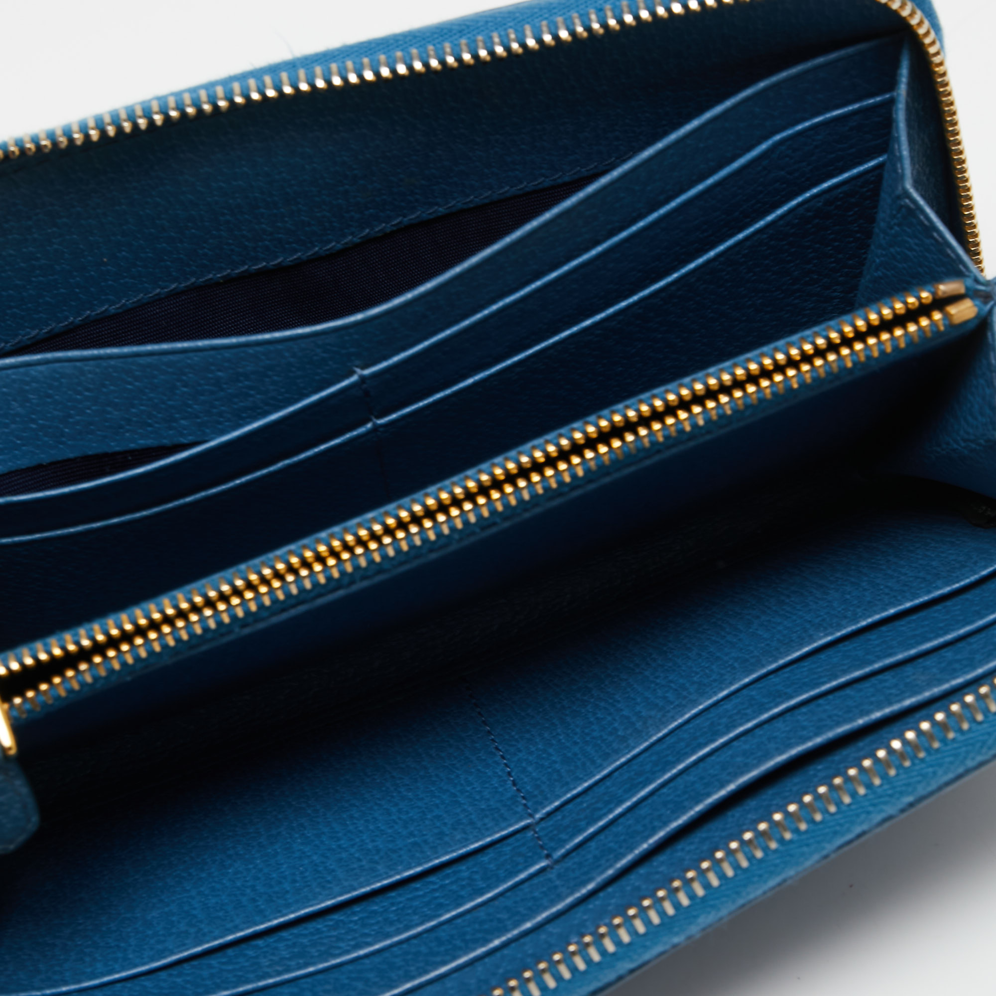 

Prada Blue Leather Zip Around Wallet