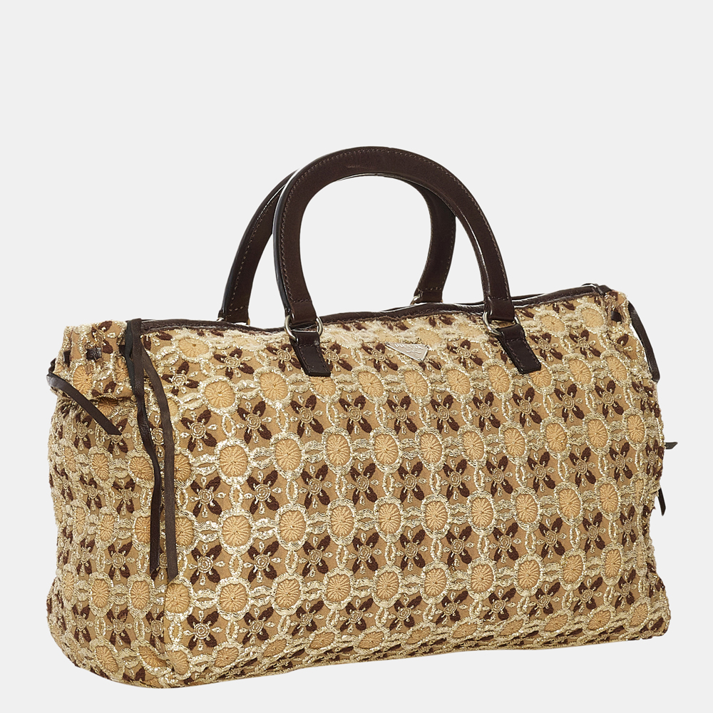 

Prada Beige/Brown Bow Cloquet Handle Bag