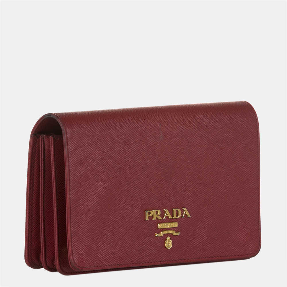 

Prada Red Saffiano Leather Wallet on Chain