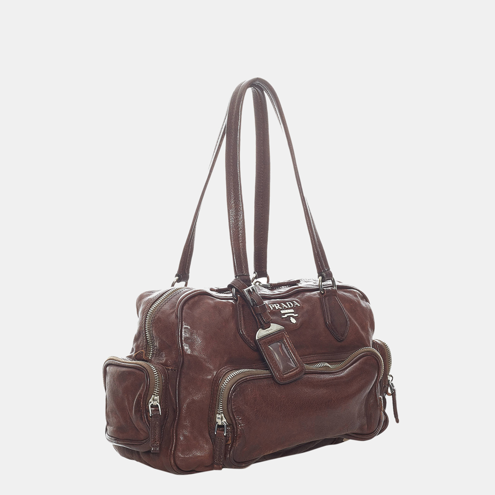 

Prada Black Leather Shoulder Bag, Brown