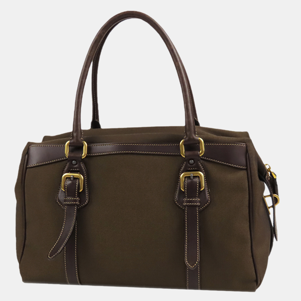 

Prada Brown Canapa Logo Handbag
