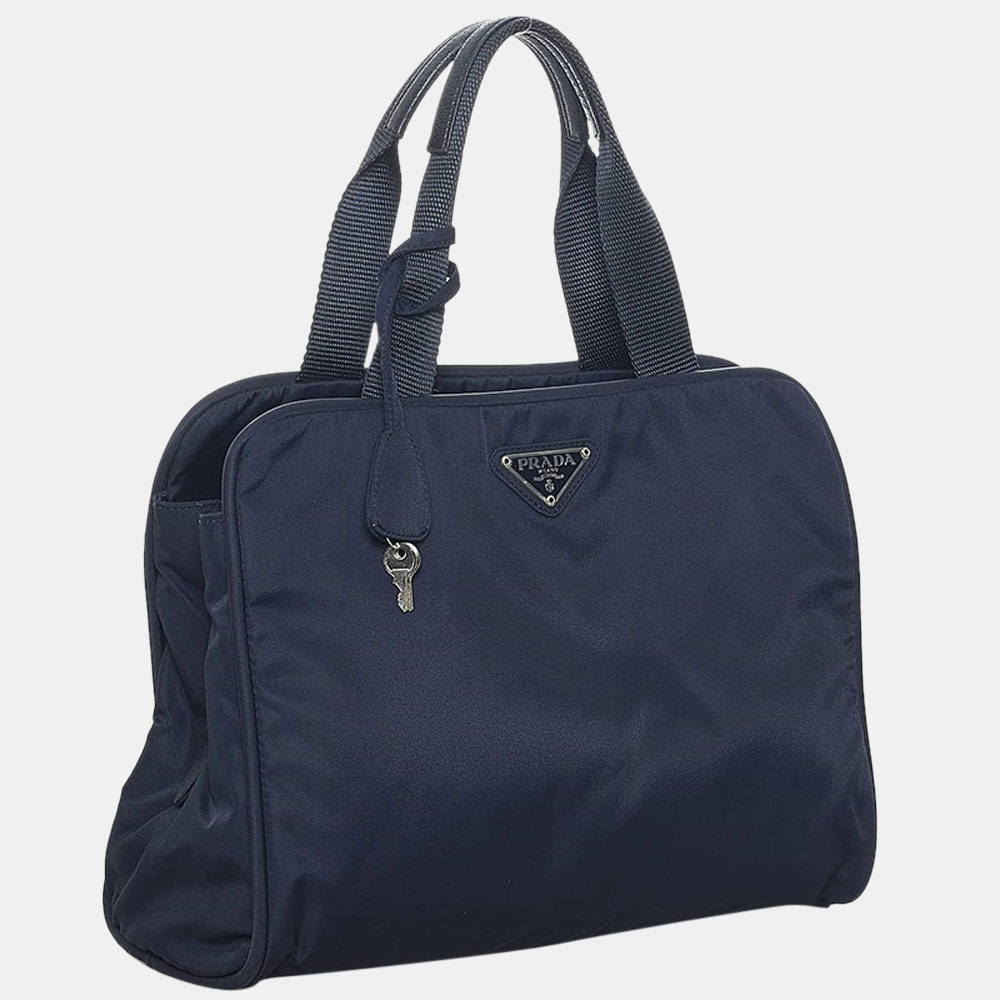 

Prada Blue logo Tessuto Bag