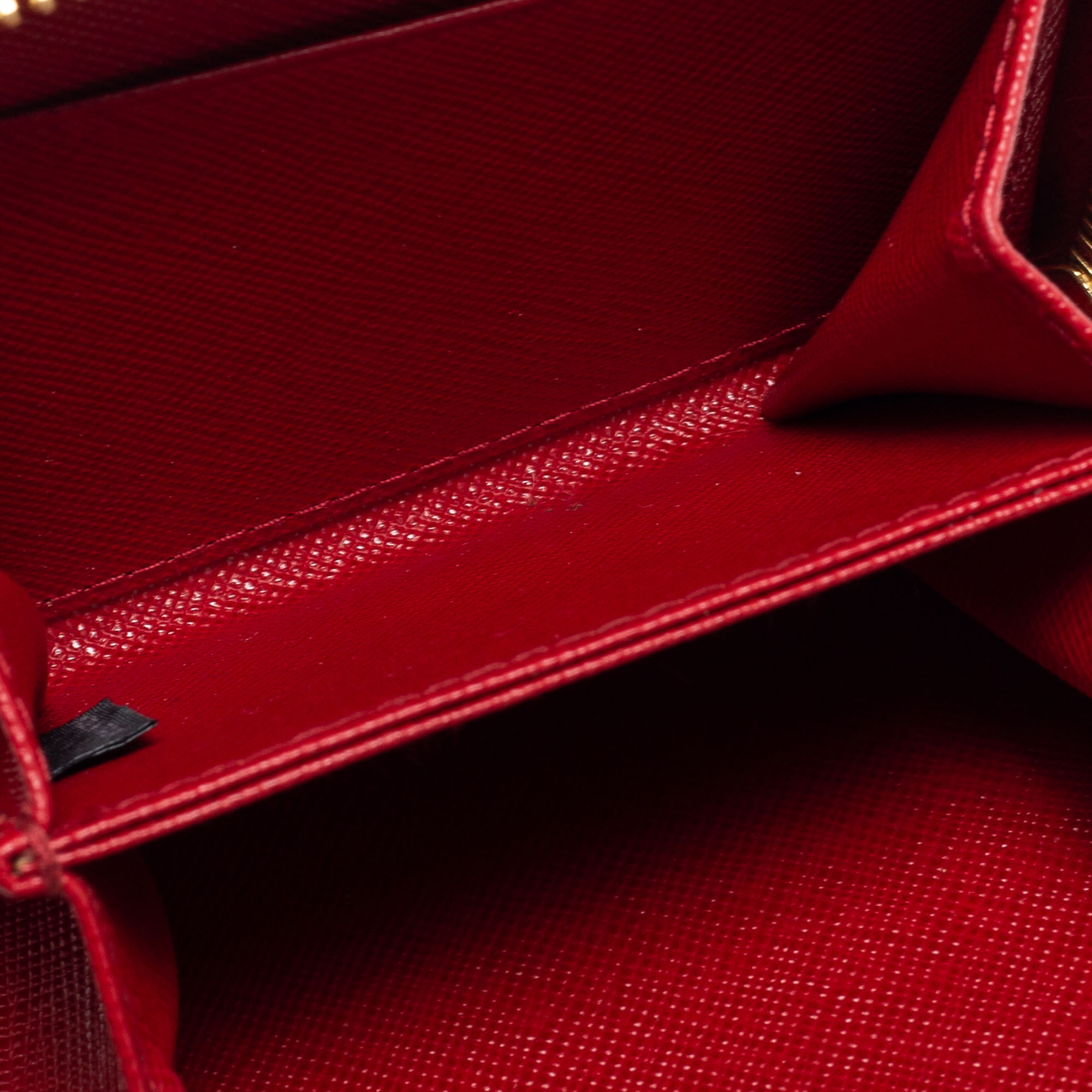 

Prada Red Saffiano Lux Leather Zip Around Compact Wallet