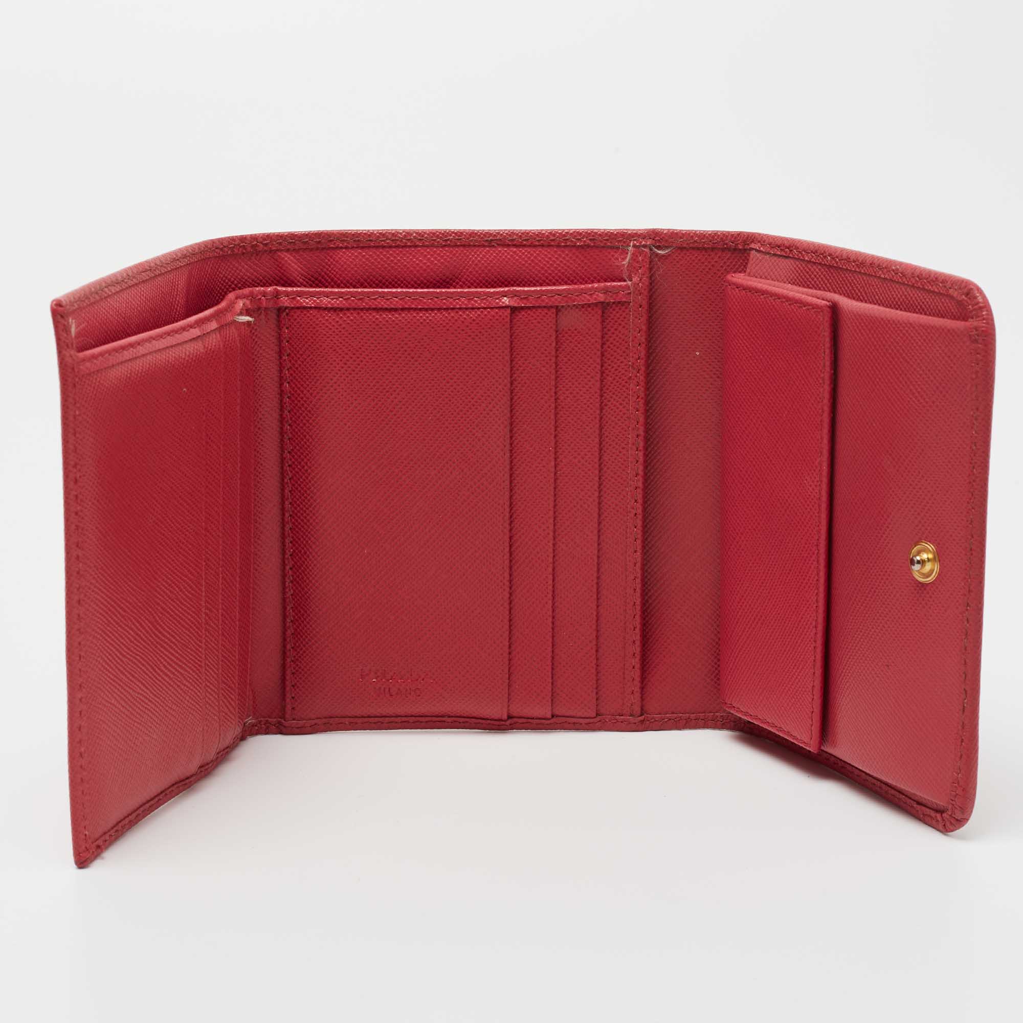 

Prada Pink Saffiano Leather Trifold Wallet