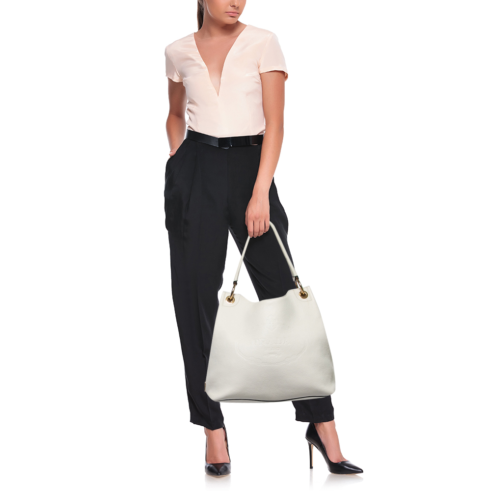 

Prada White Leather Logo Tote