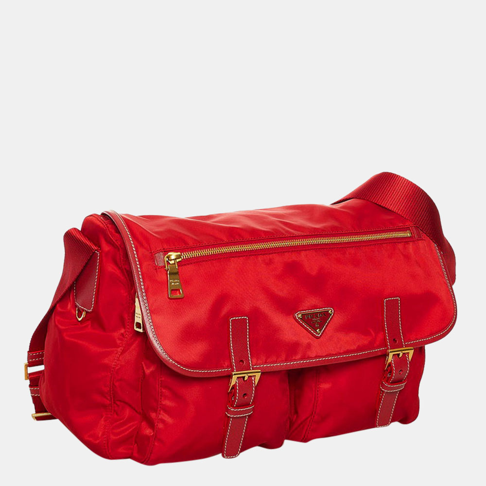 

Prada Red Nylon Tessuto Messenger Bag