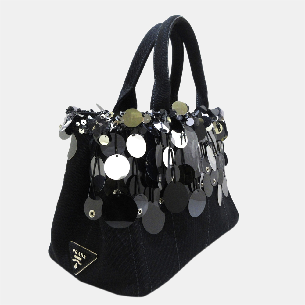 

Prada Black Canapa Paillett Satchel