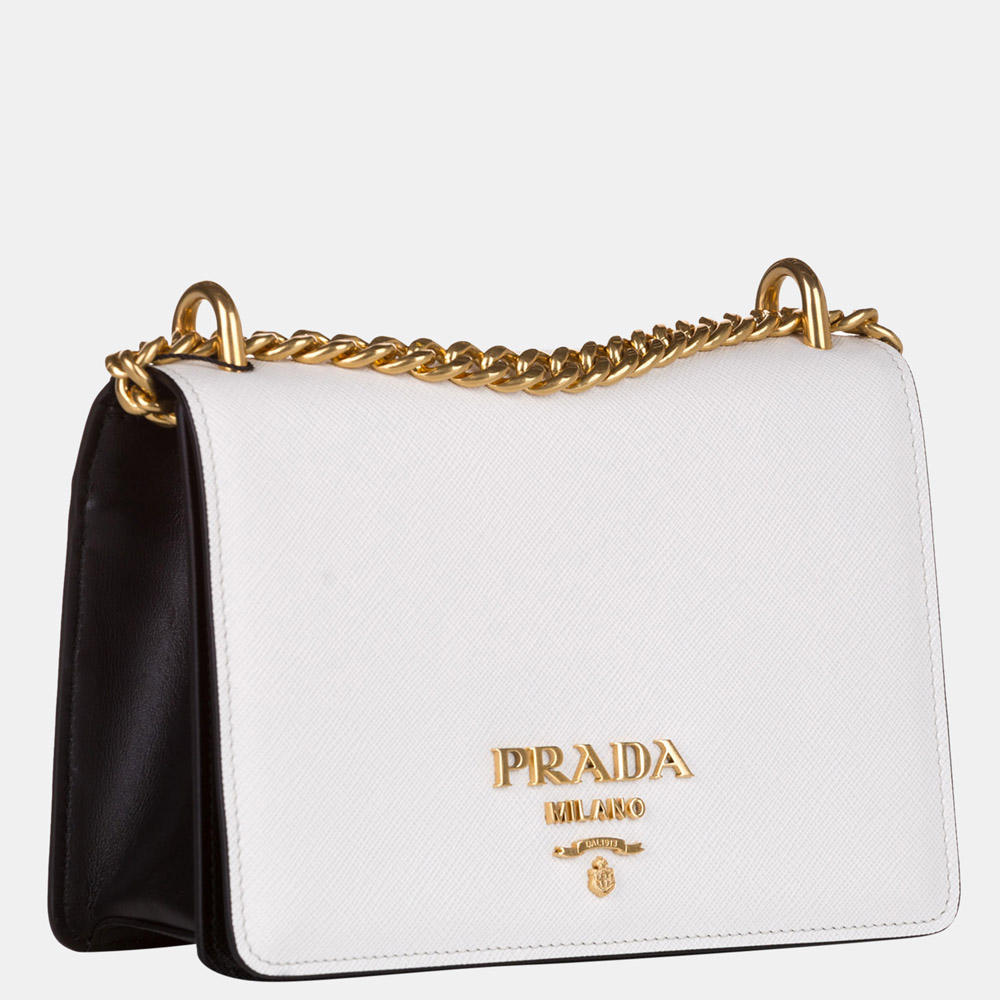 

Prada White Saffiano Crossbody Bag