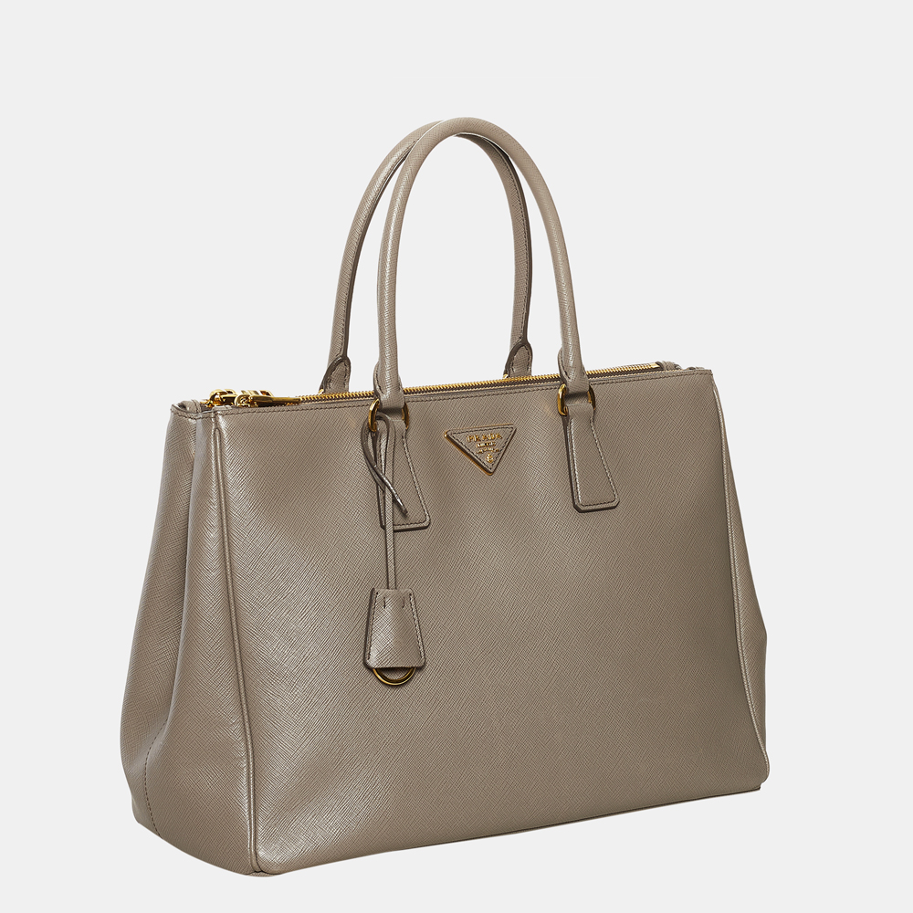 

Prada Grey Saffiano Lux Galleria Double Zip Tote Bag