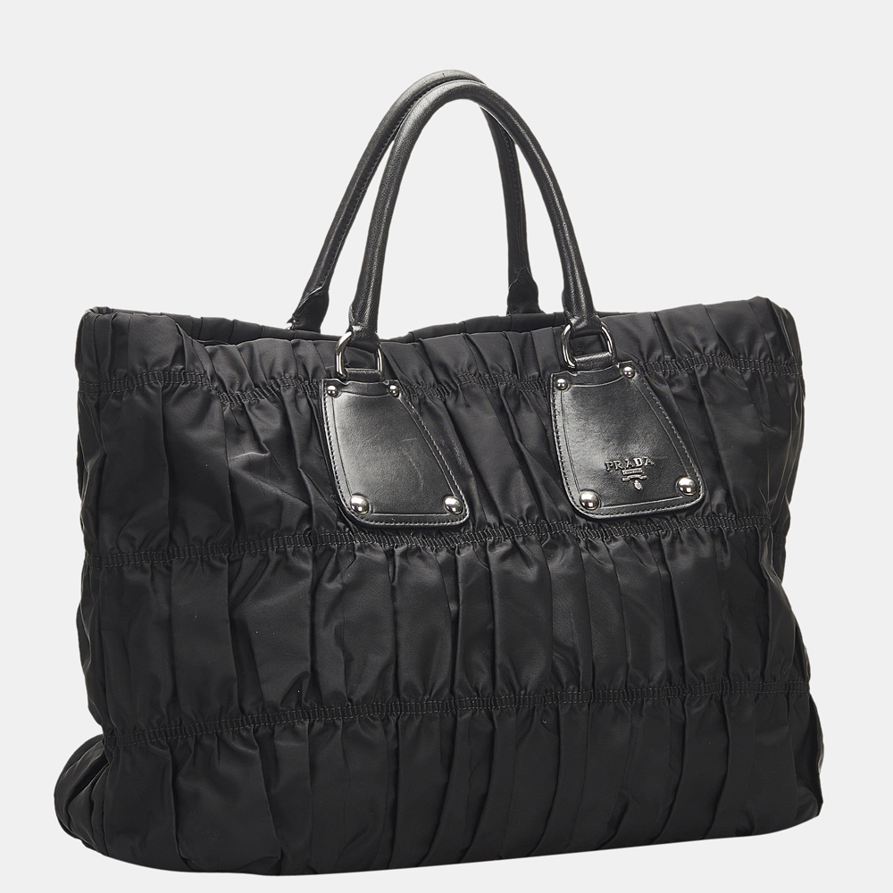 

Prada Black Tessuto Gaufre Tote Bag