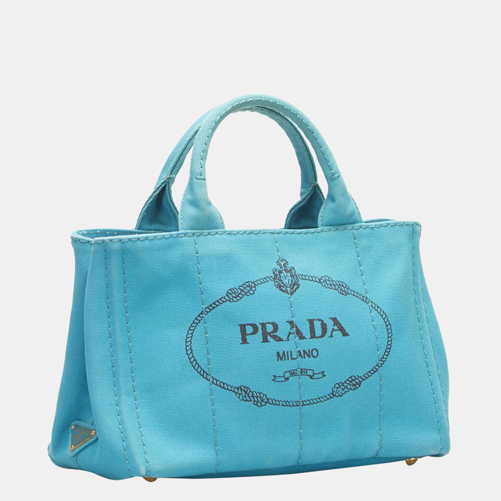 

Prada Blue Canapa Logo Handbag