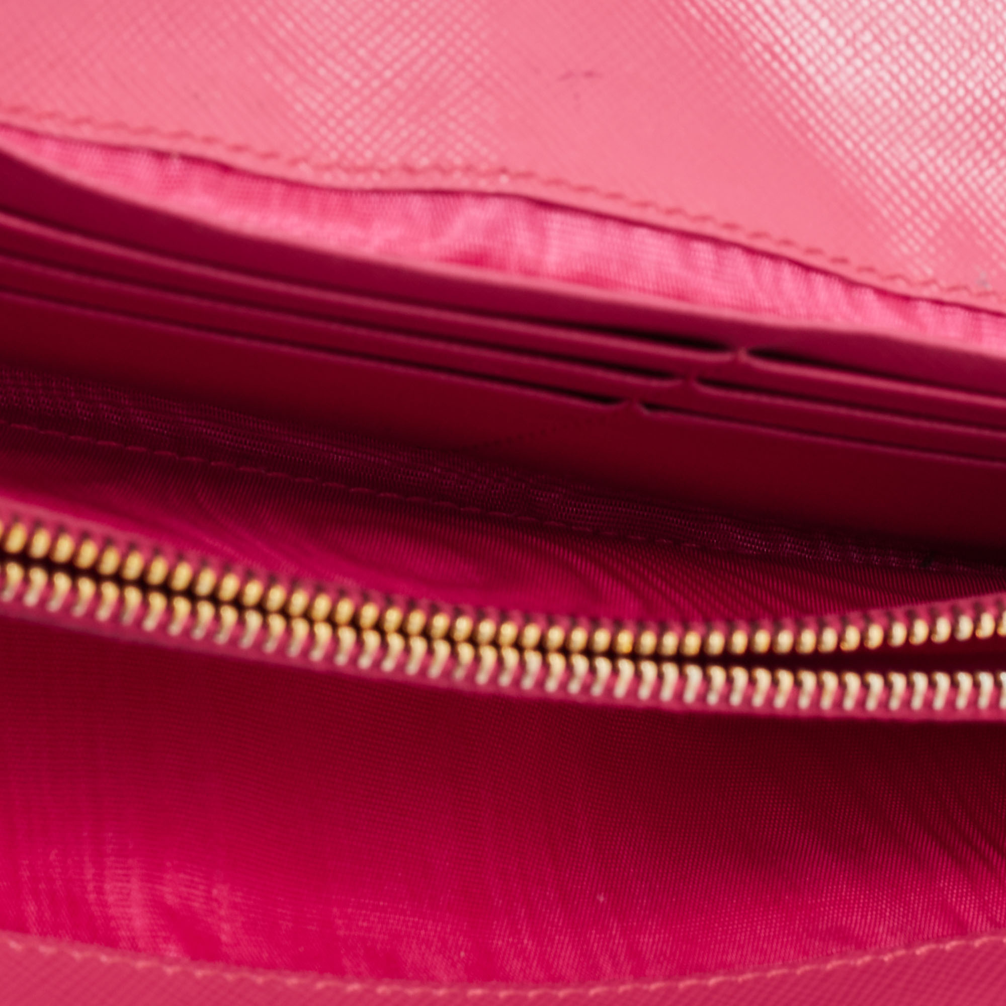 

Prada Pink Saffiano Metal Leather Flap Continental Wallet
