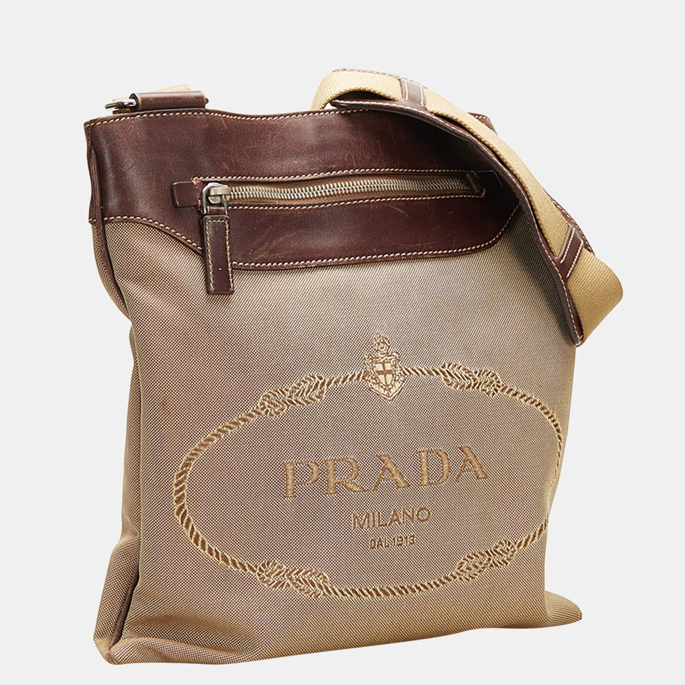 

Prada Brown Canapa Logo Crossbody