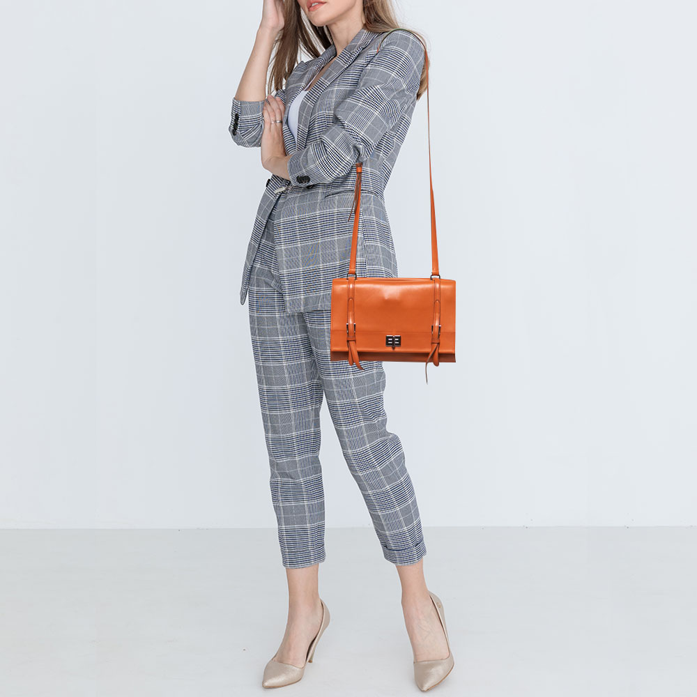 

Prada Orange Leather Double Sided Flap Crossbody Bag