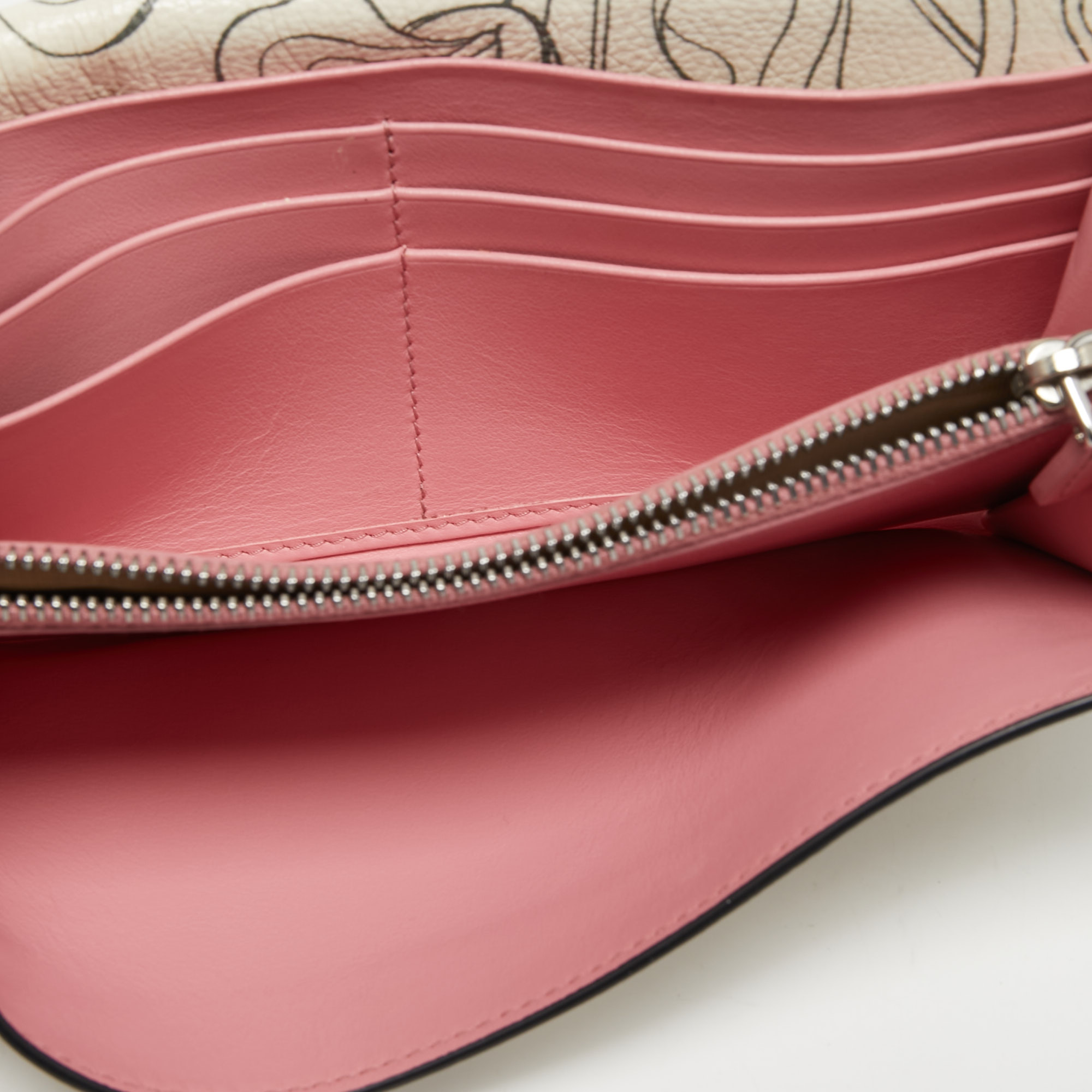 

Prada Multicolor Rabbit Print Leather Flap Continental Wallet