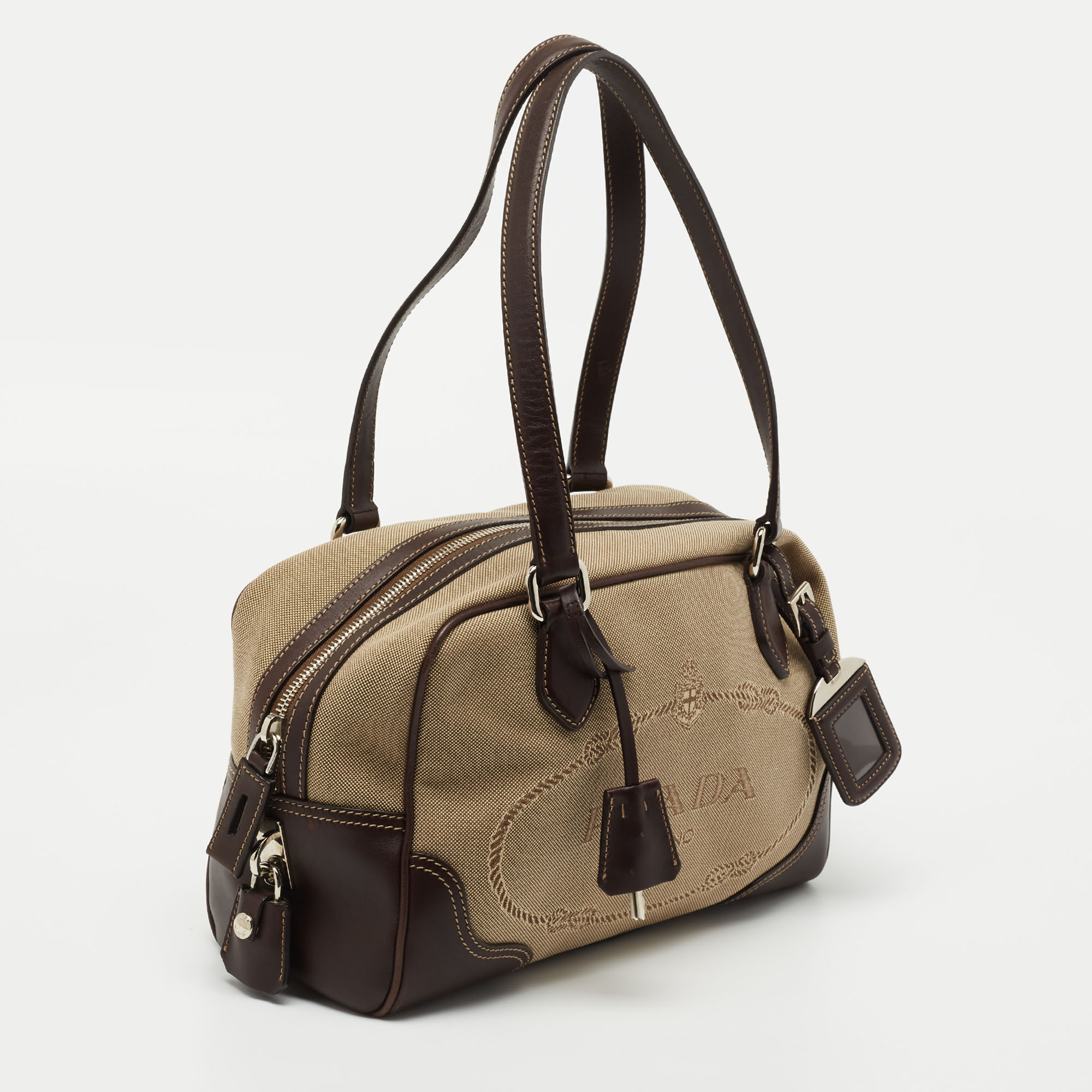 Bowling leather handbag Prada Brown in Leather - 36820374