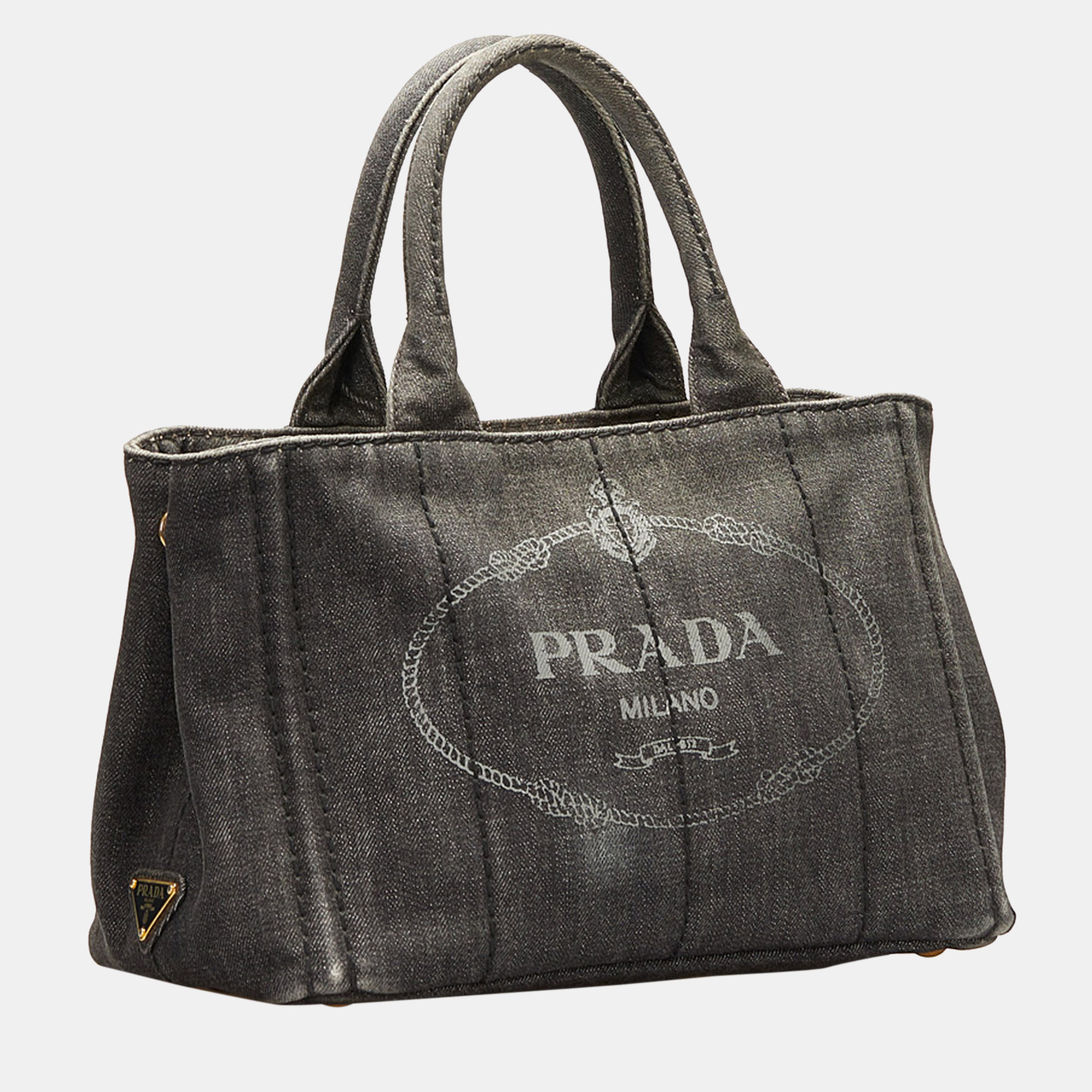 

Prada Black Canapa Logo Satchel