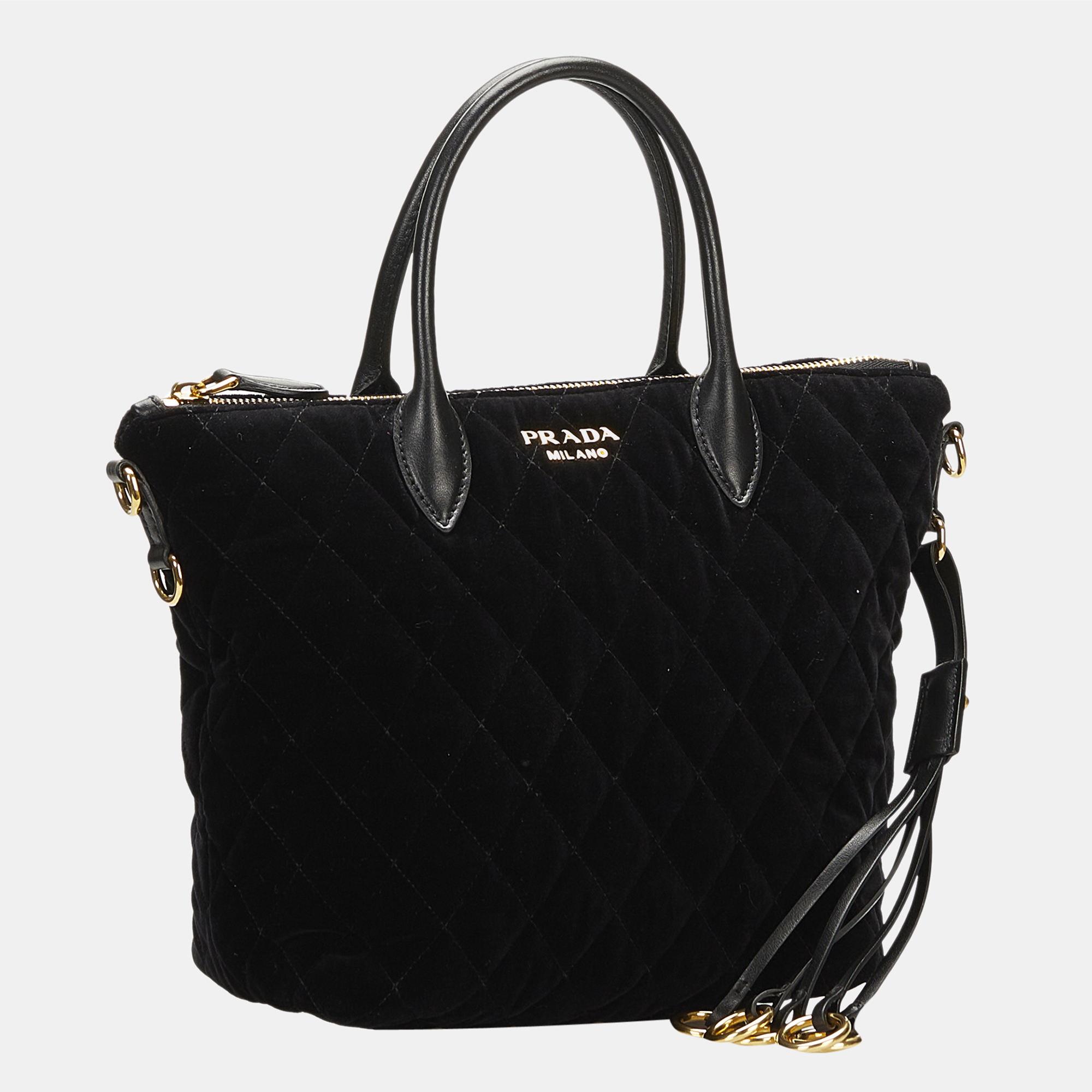 

Prada Black Quilted Velvet Satchel