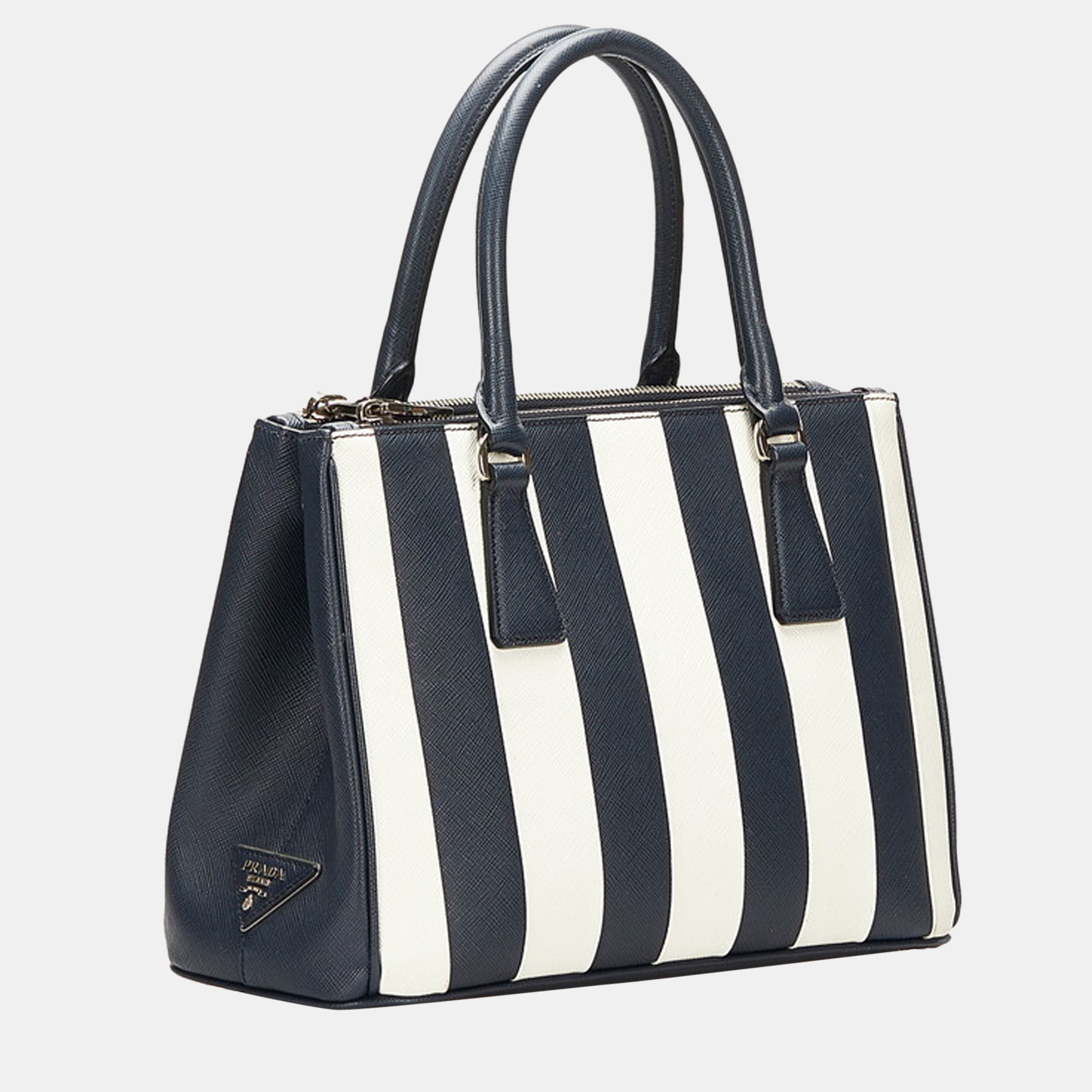 

Prada Blue/White Saffiano Galleria Striped Bag