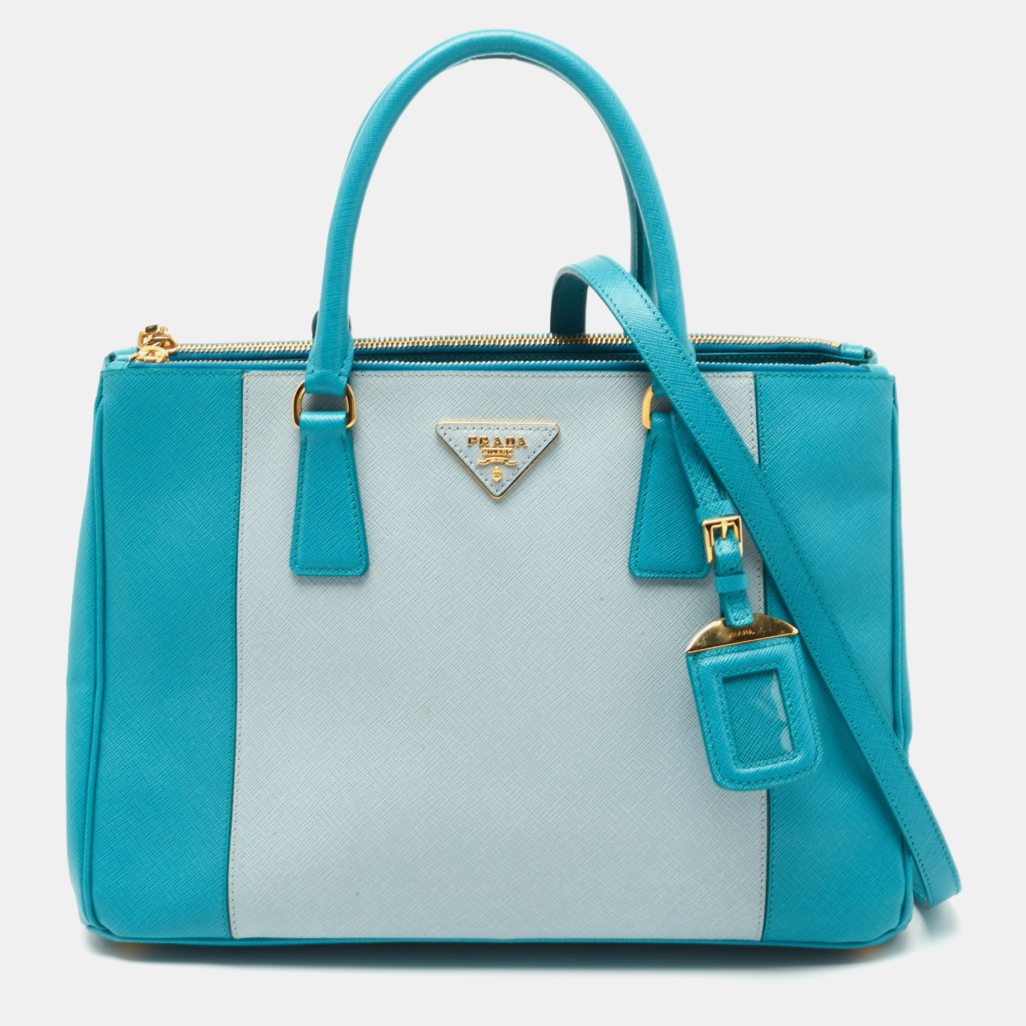 مملوكة مسبقًا Prada Blue Saffiano Leather Medium Galleria Tote