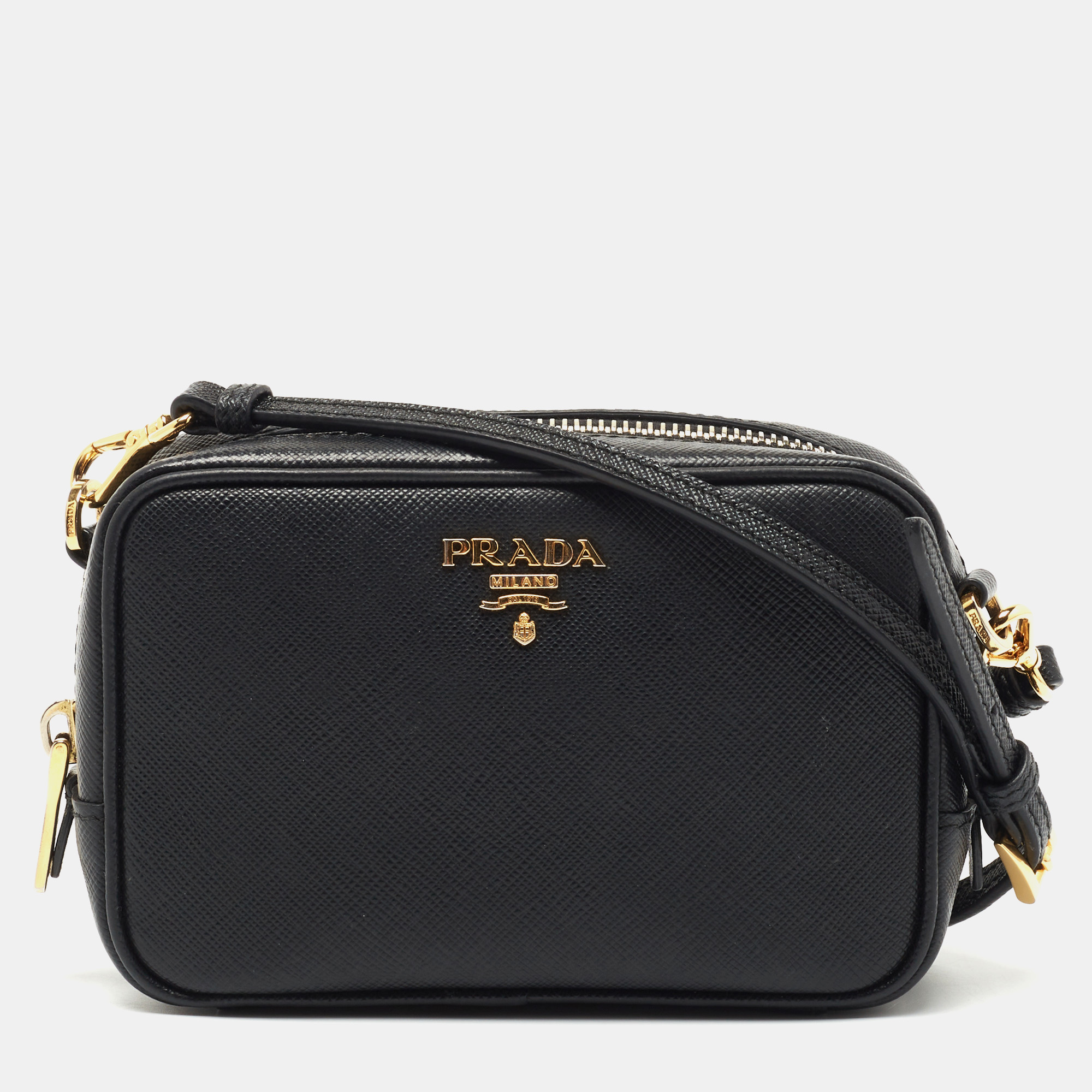 PRADA Saffiano Mini Camera Crossbody Bag Black 942396