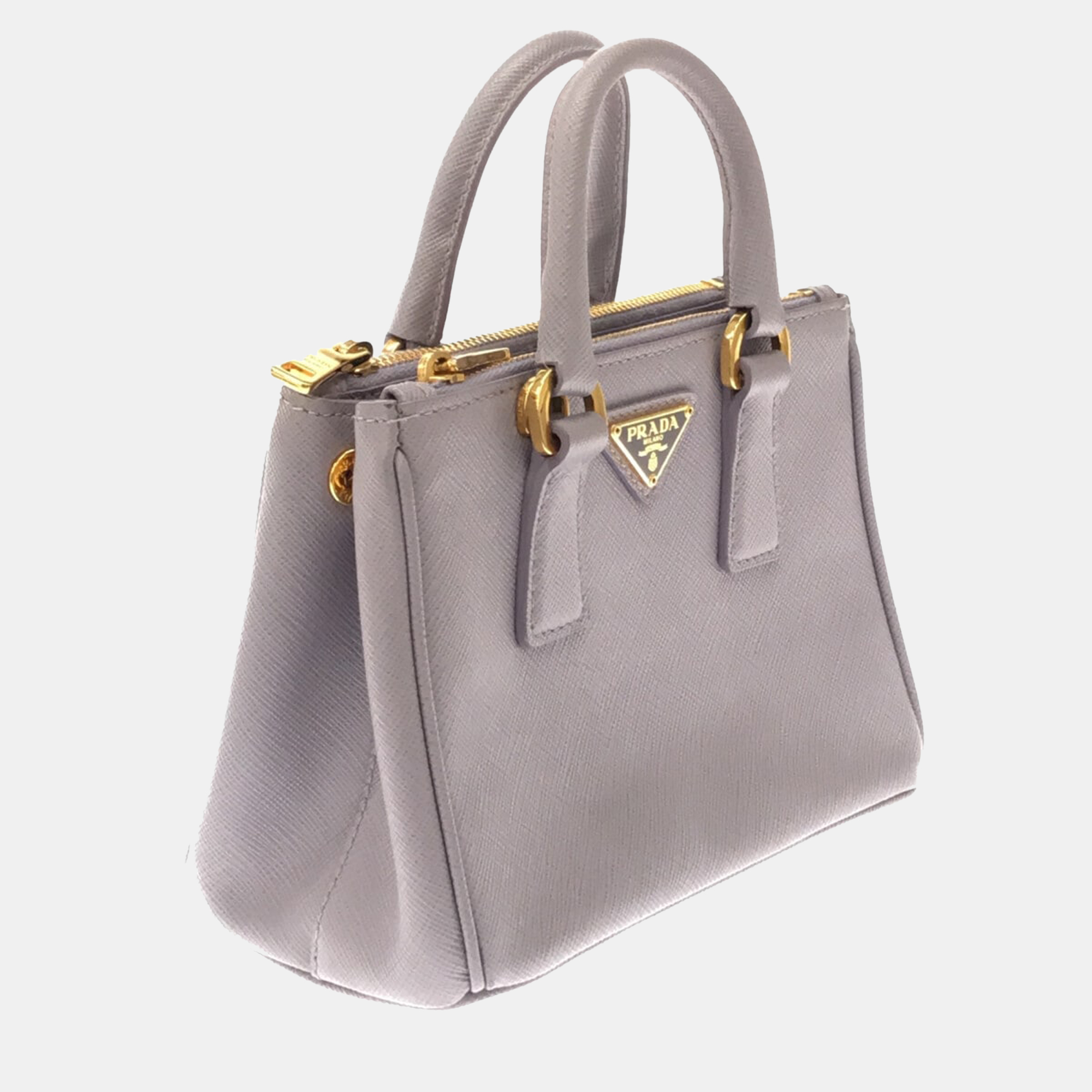 

Prada Purple Saffiano Lux Leather Mini Galleria Double Zip Tote Bag