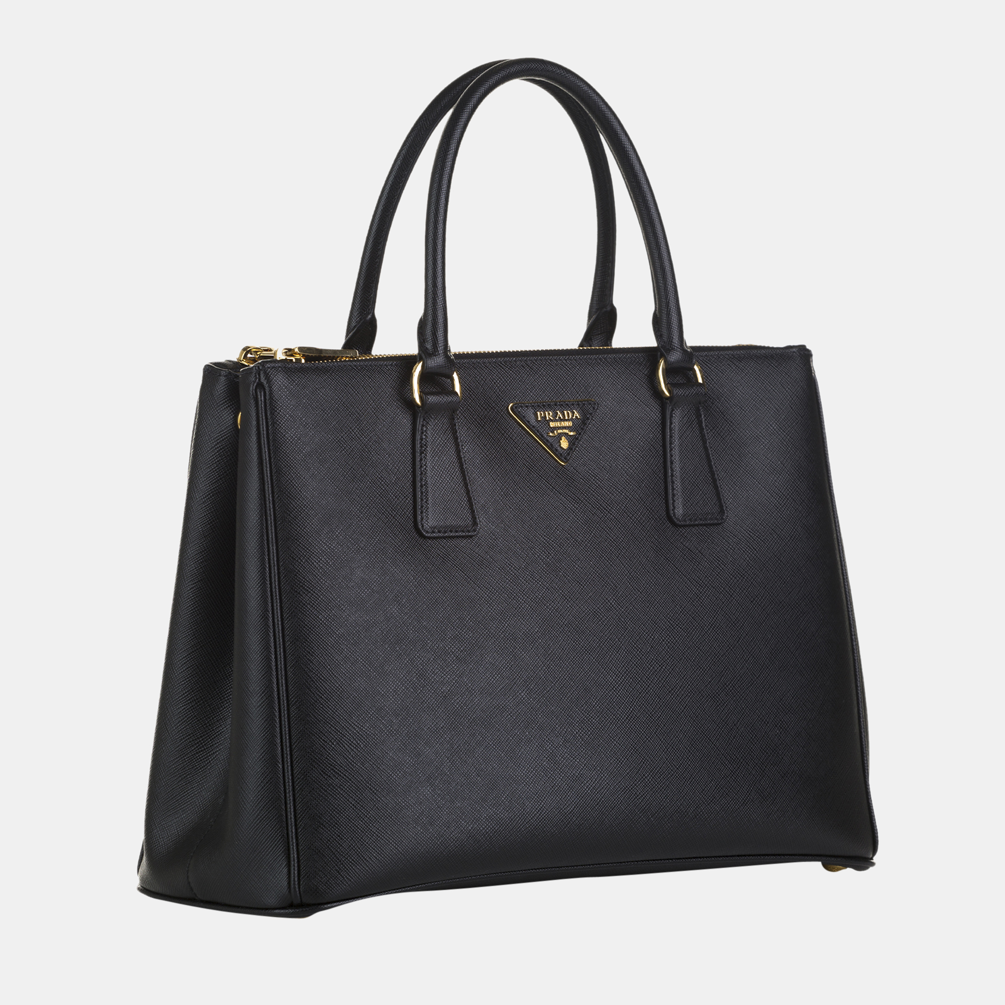 

Prada Black Saffiano Lux Double Zip Galleria Tote