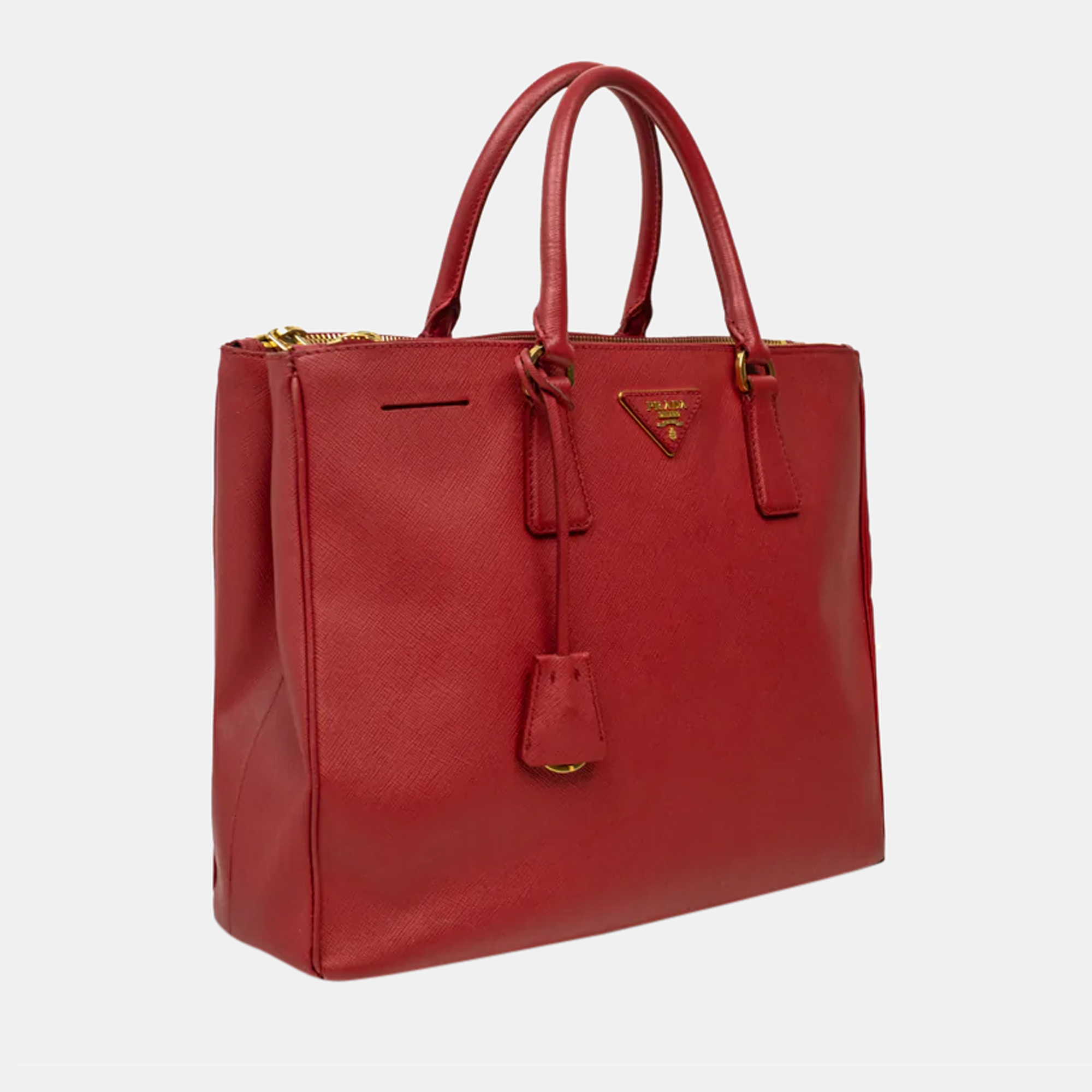 

Prada Red Saffiano Leather Large Galleria Tote Bag