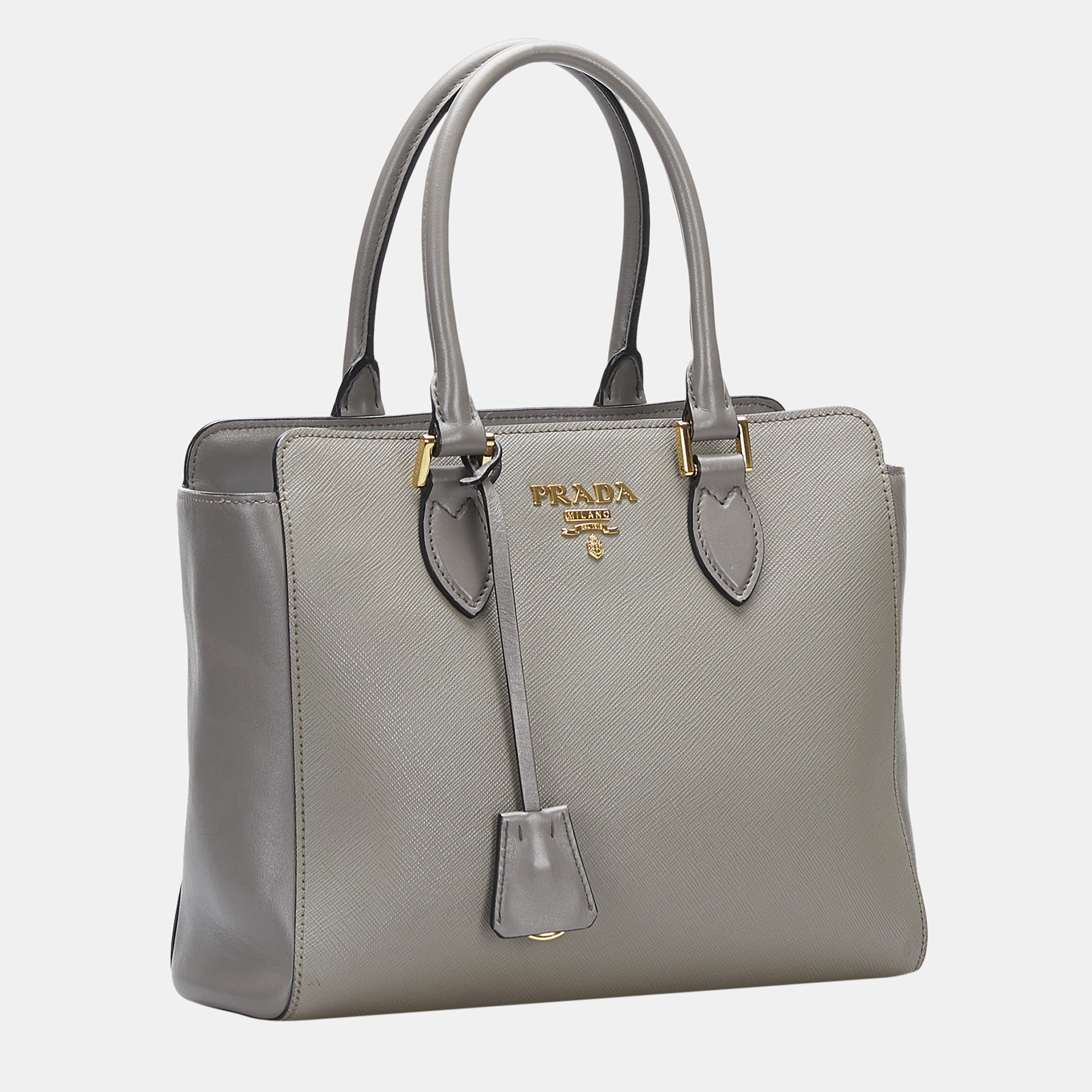 

Prada Grey Saffiano Satchel