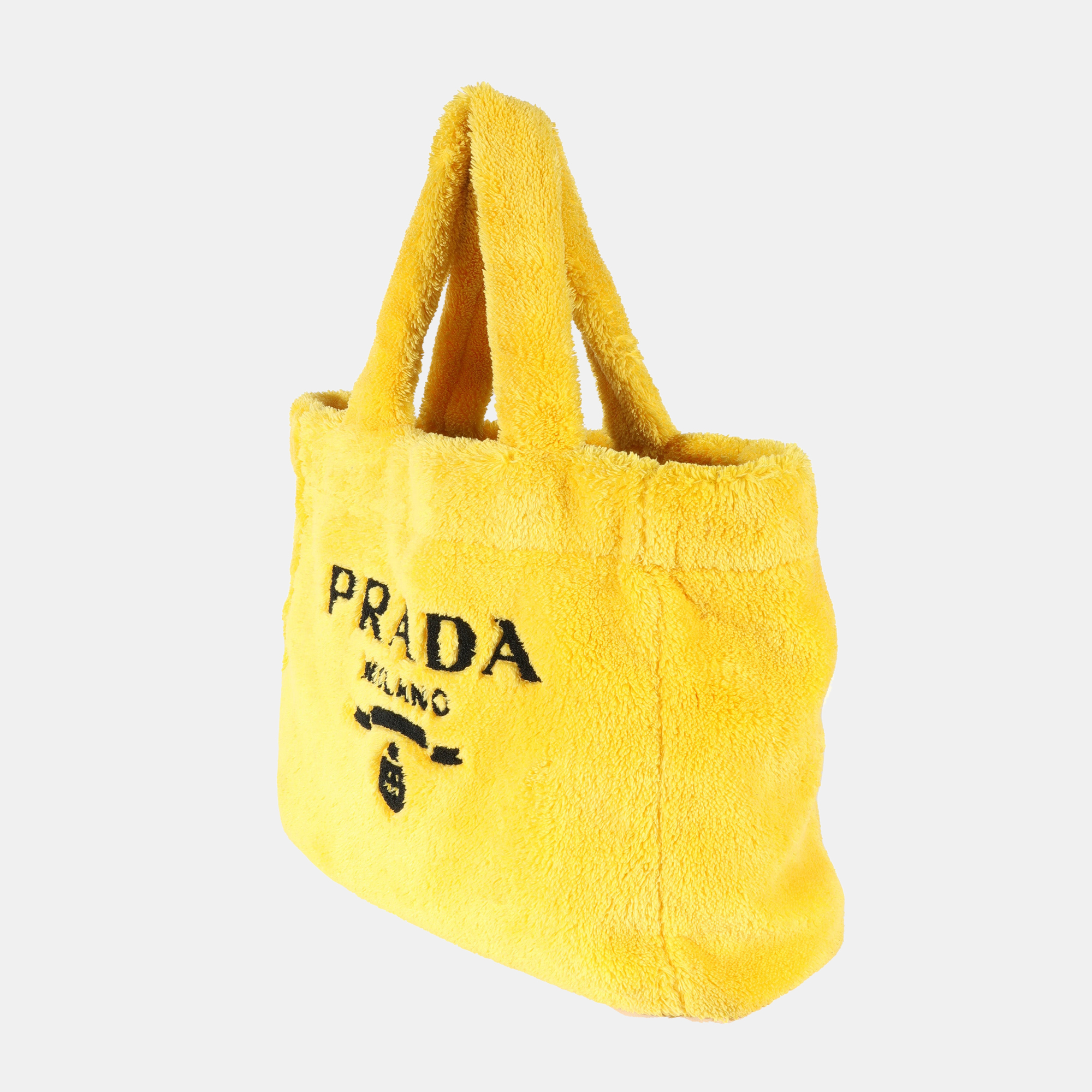 

Prada Yellow & Black Logo Terry Tote Bag