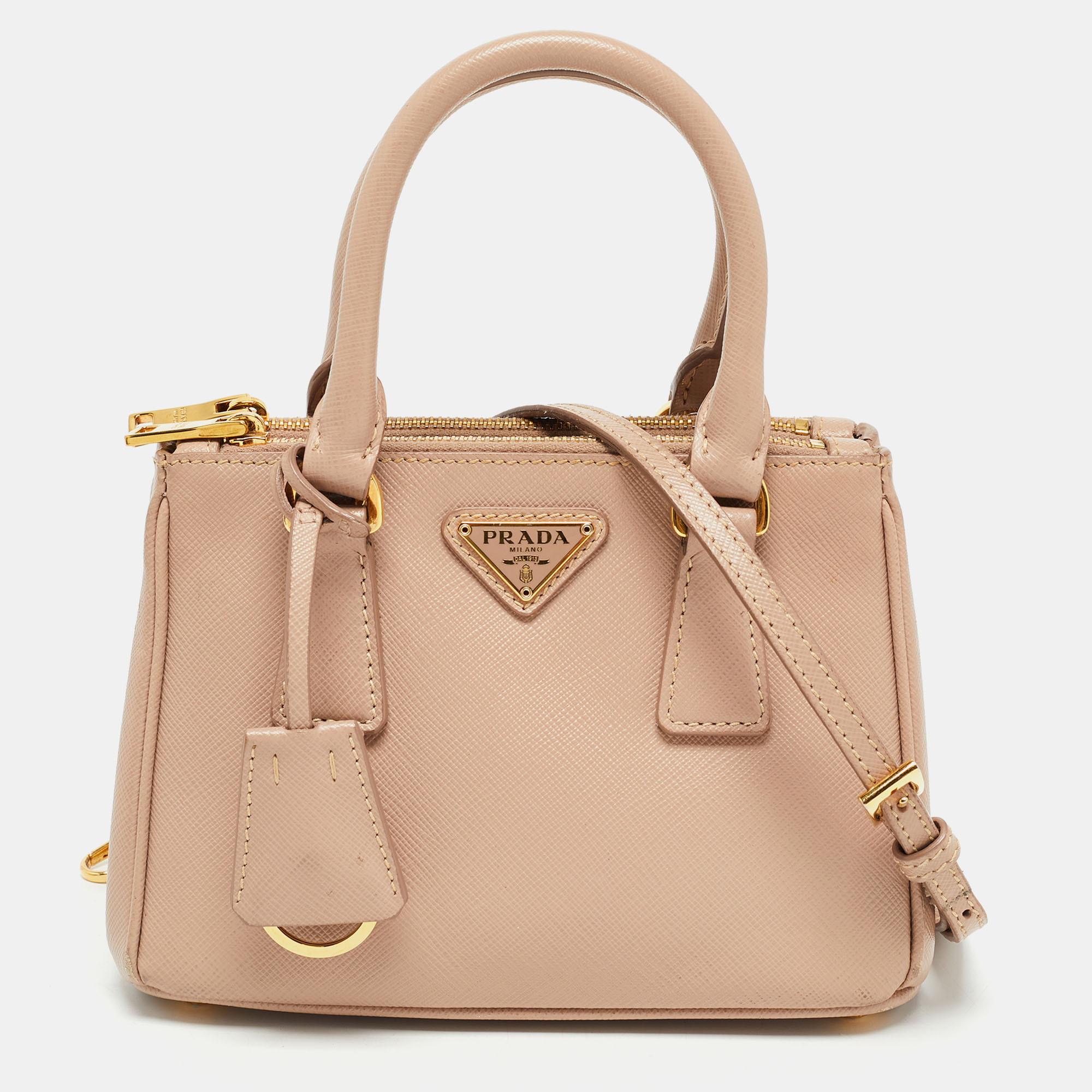 Prada Gold Saffiano Lux Leather Galleria Mini Bag Prada | The Luxury Closet