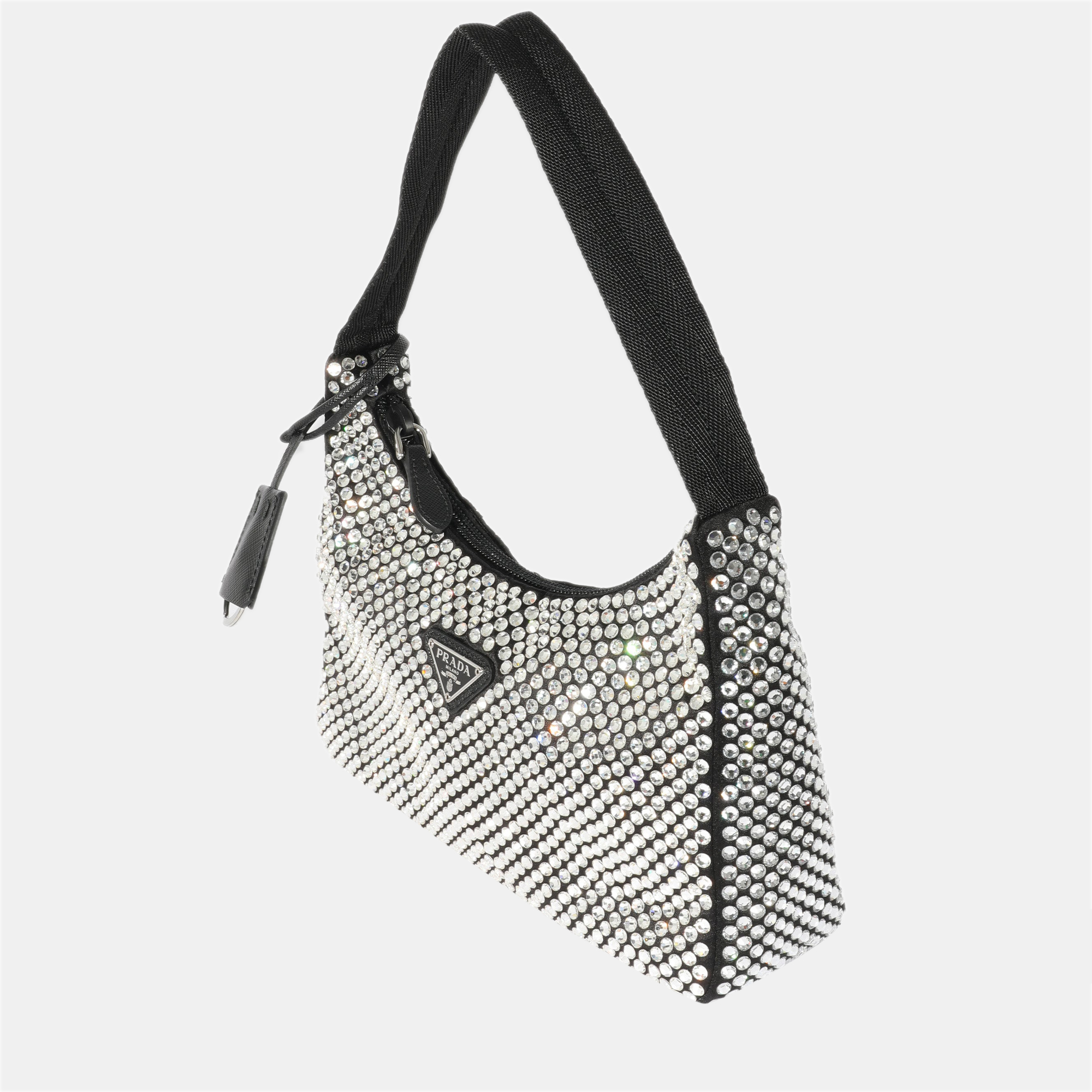 

Prada Black Satin Crystal Re-Edition 2000 Mini Bag