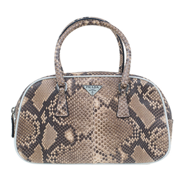 Pre Owned Prada Brown Python Mini Satchel
