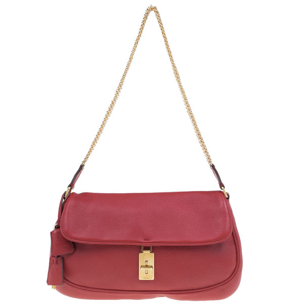 Pre Owned Prada Red Calfskin Small Daino Trend Shoulder bag
