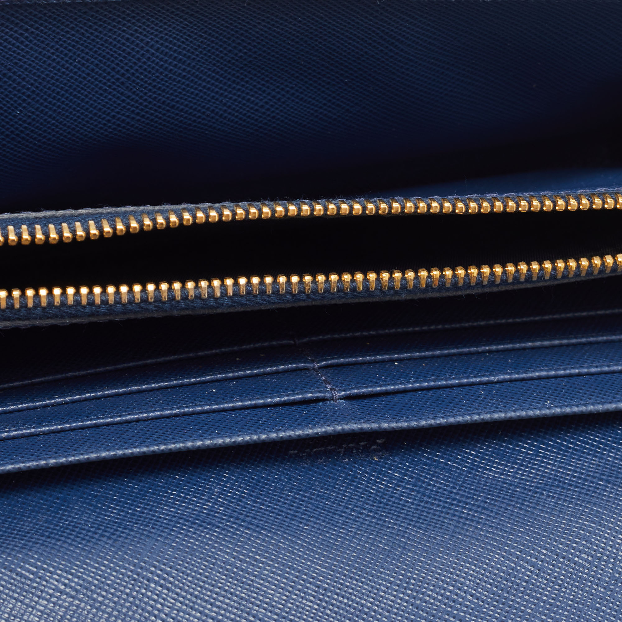 

Prada Blue Saffiano Leather Push Lock Wallet