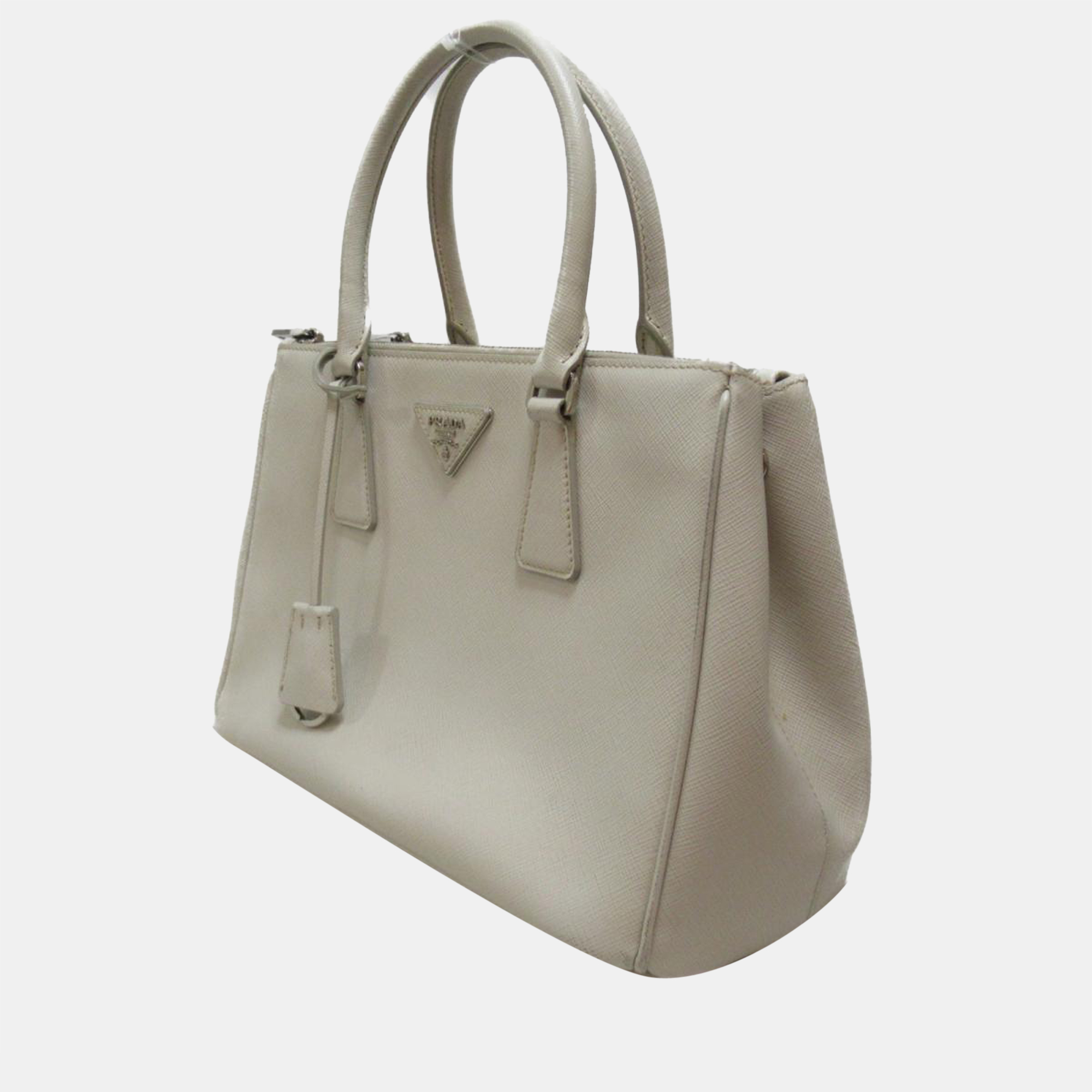 

Prada White Saffiano Leather Lux Galleria Small Double Zip Tote Bag