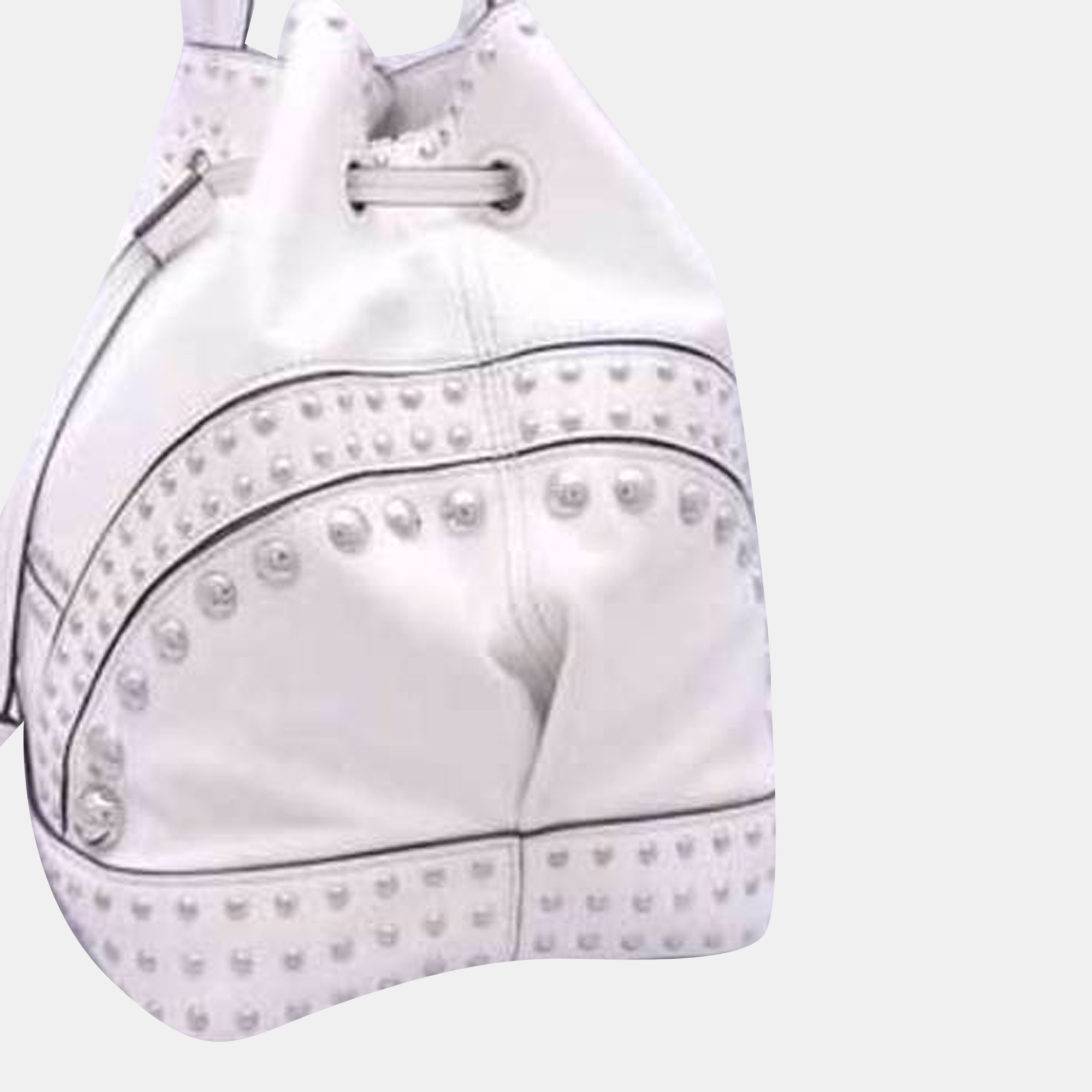 

Prada White Soft Calf Leather Studded Bucket Bag