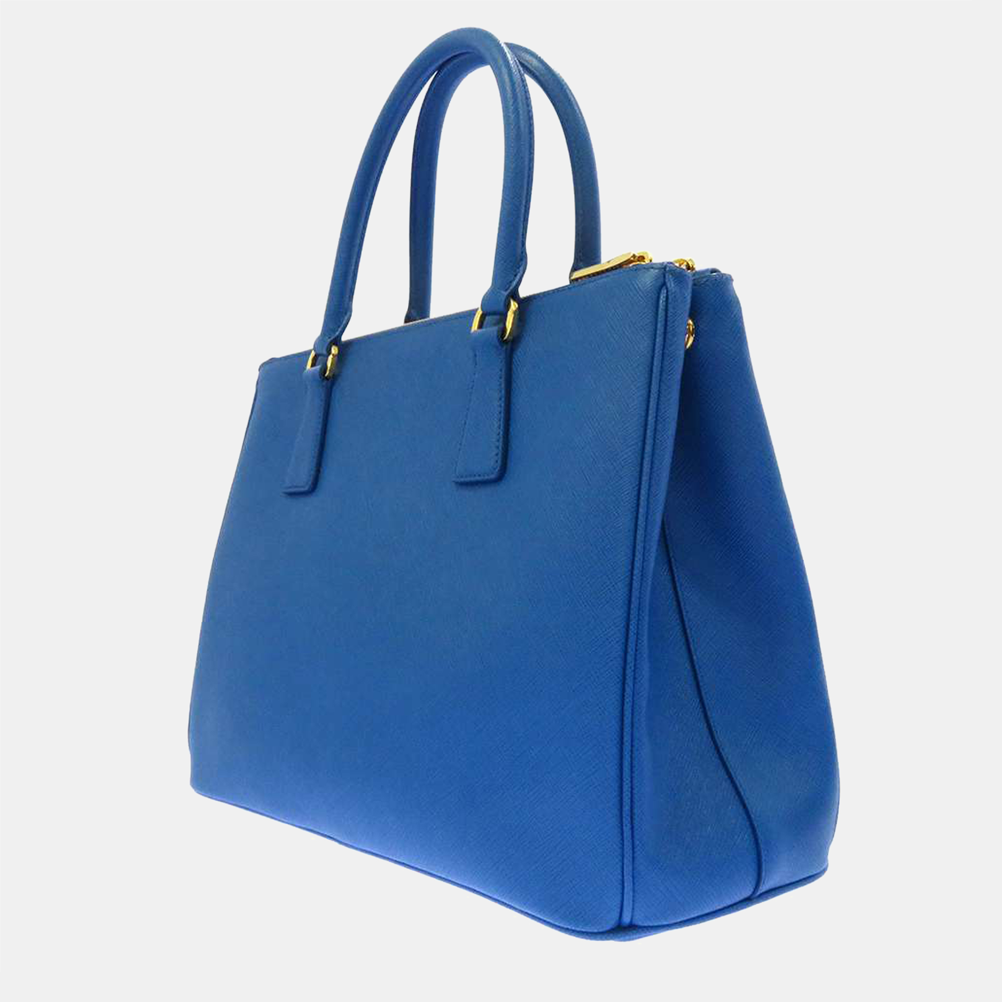 

Prada Blue Leather Medium Saffiano Lux Double Zip Galleria Tote Bag