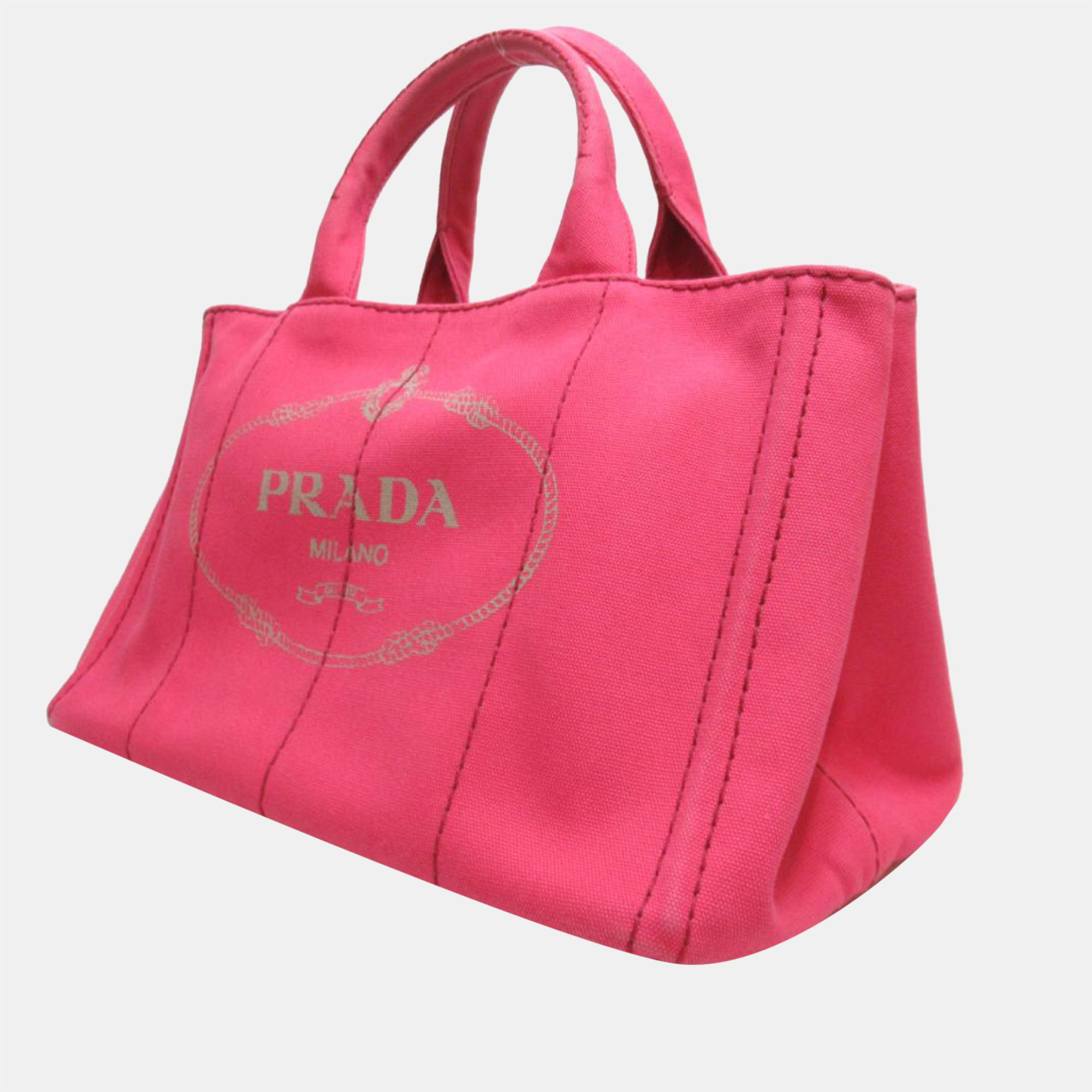 

Prada Pink Canvas Canapa Logo Print Two Way Tote Bag
