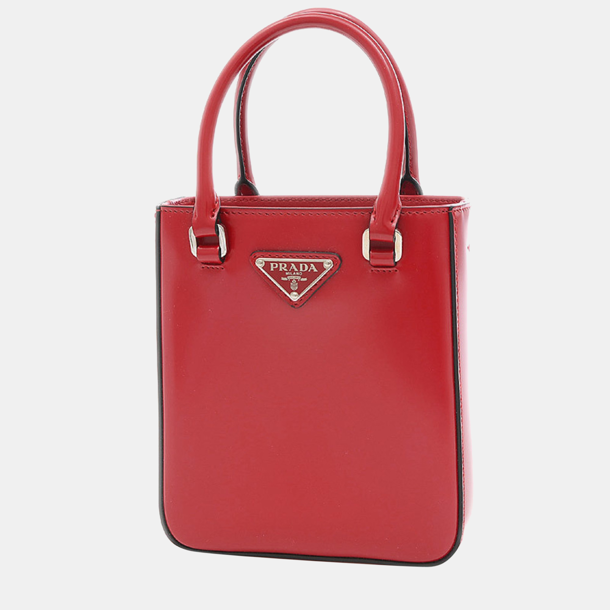 

Prada Red Leather Logo Small Tote Bag
